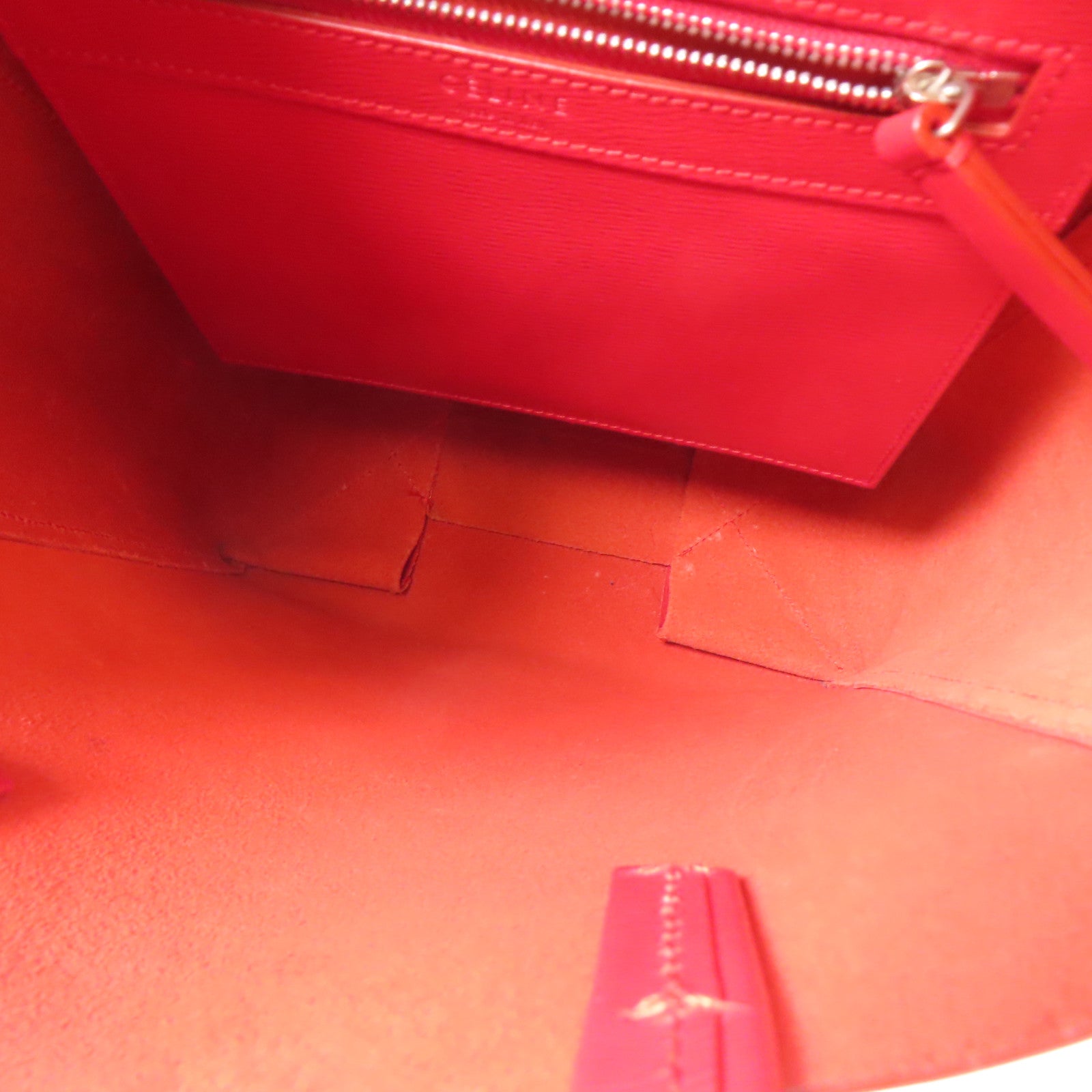 CELINE 牛皮皮革Cabas Bag手挽肩背兩用袋紅色