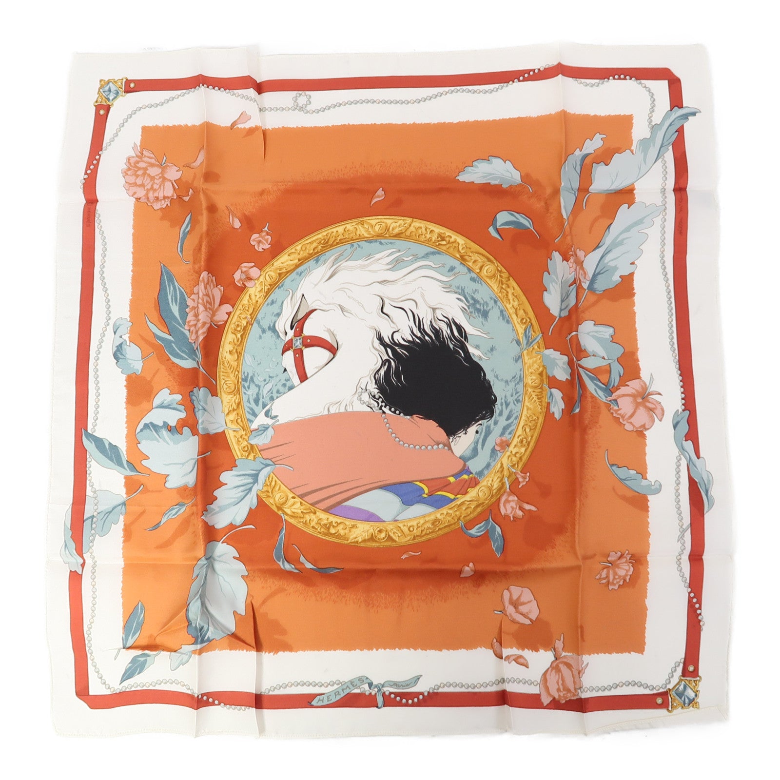 HERMES 絲質Scarf絲巾橙色