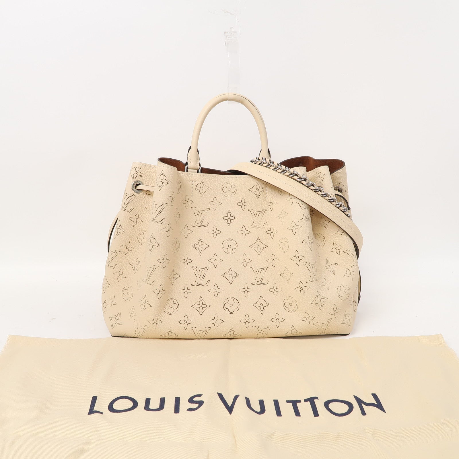 LOUIS VUITTON 【激減優惠】Mahina Bella Tote銀扣手挽肩背兩用袋米色