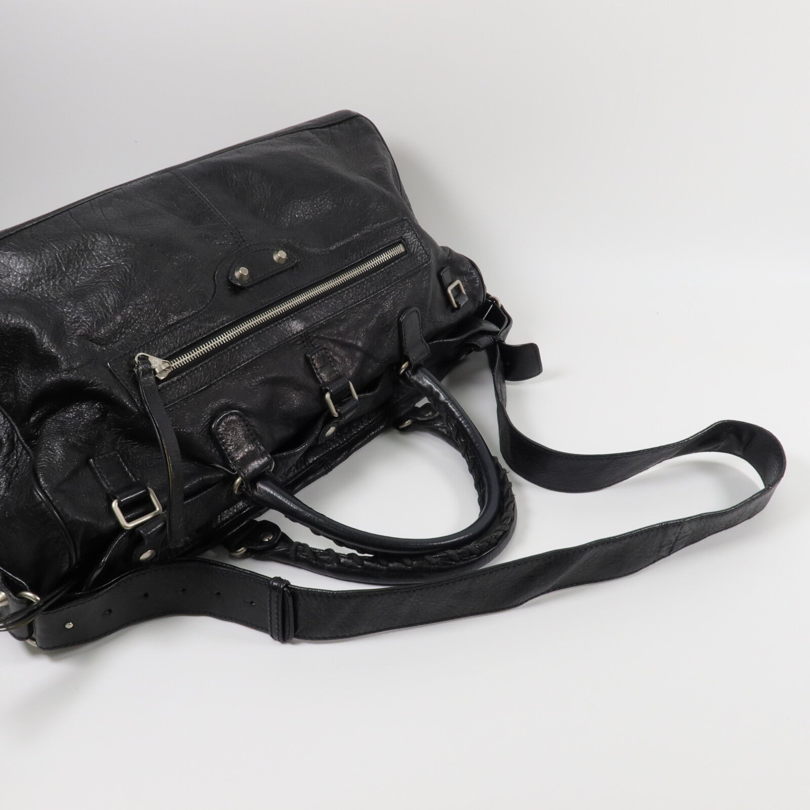 BALENCIAGA 羊皮皮革Squash M Duffle手挽肩背兩用袋