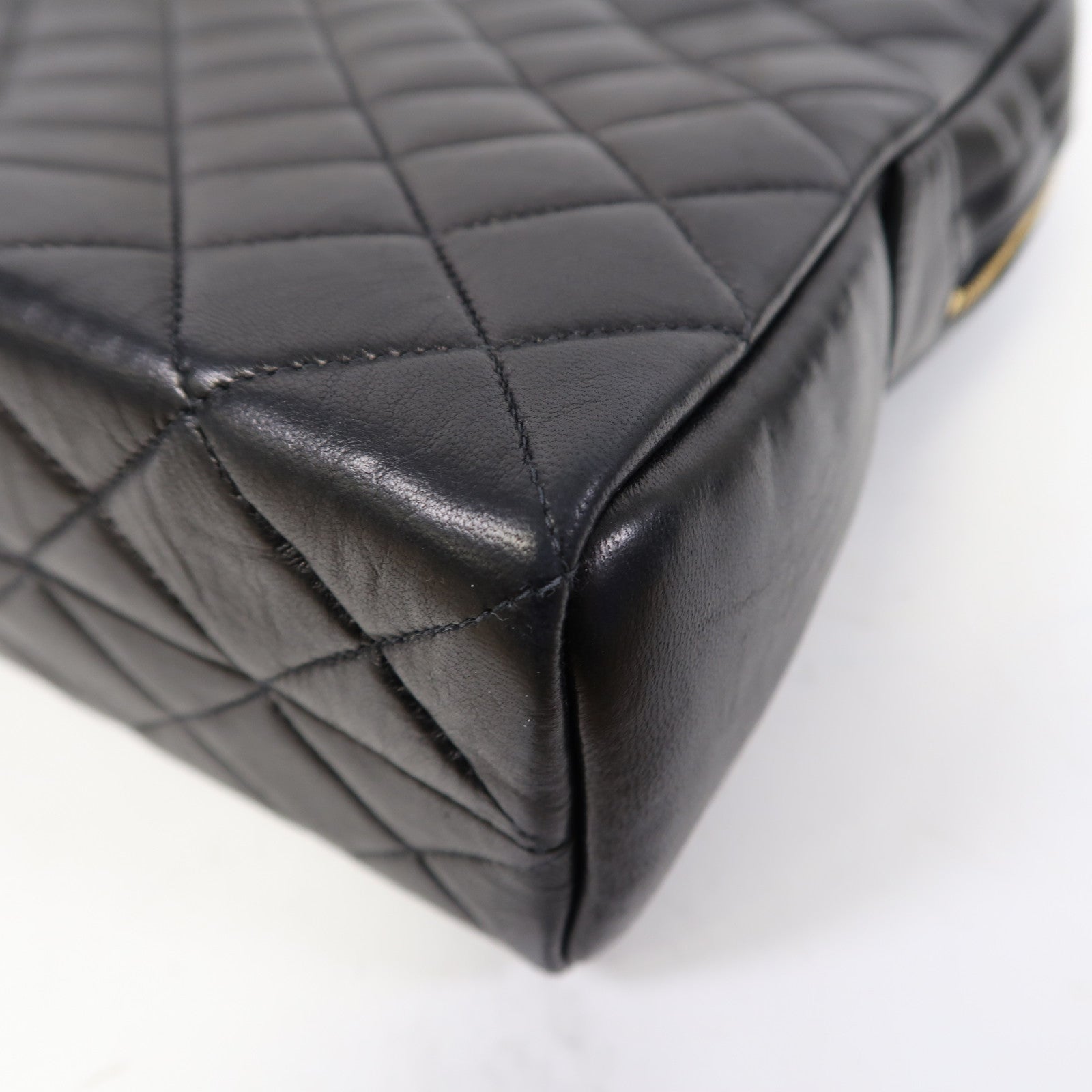 CHANEL 菱格牛皮皮革Shoulder Bag金扣鏈帶肩背袋黑色