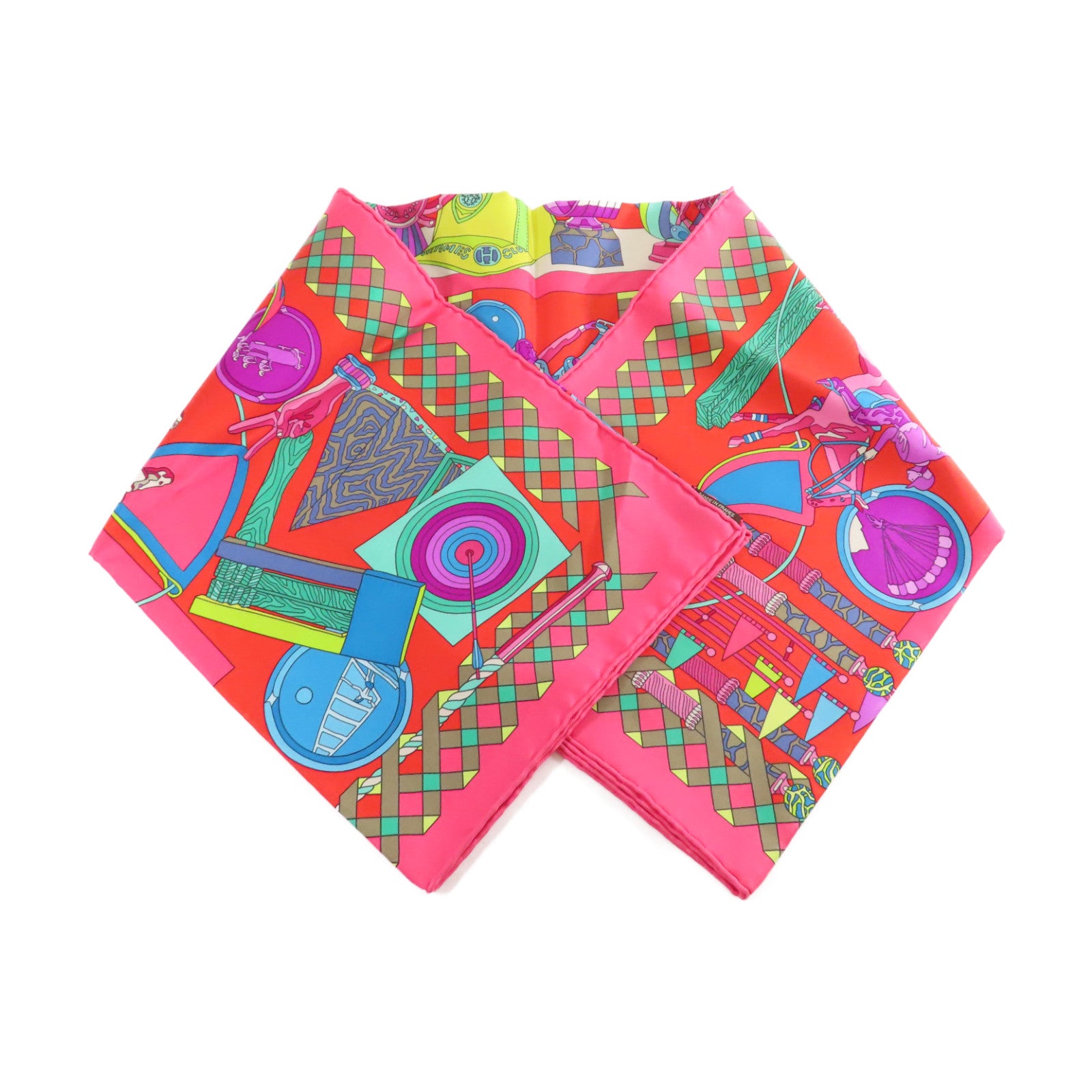 HERMES 【激減優惠】絲質90x90 Scarf絲巾粉紅/紅色/彩色