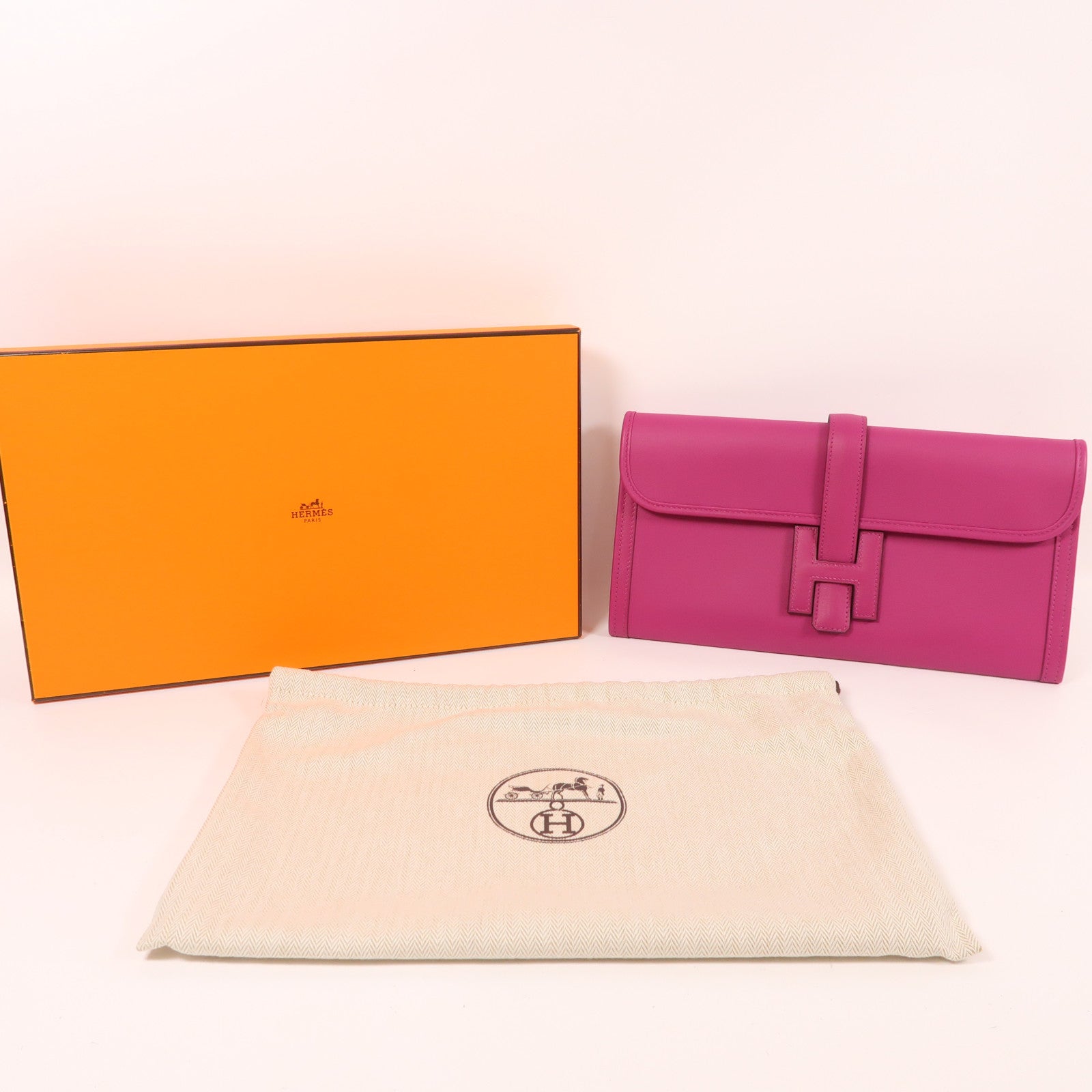 HERMES Swift皮革Jige Elan 29 Clutch手拿包木蘭粉色
