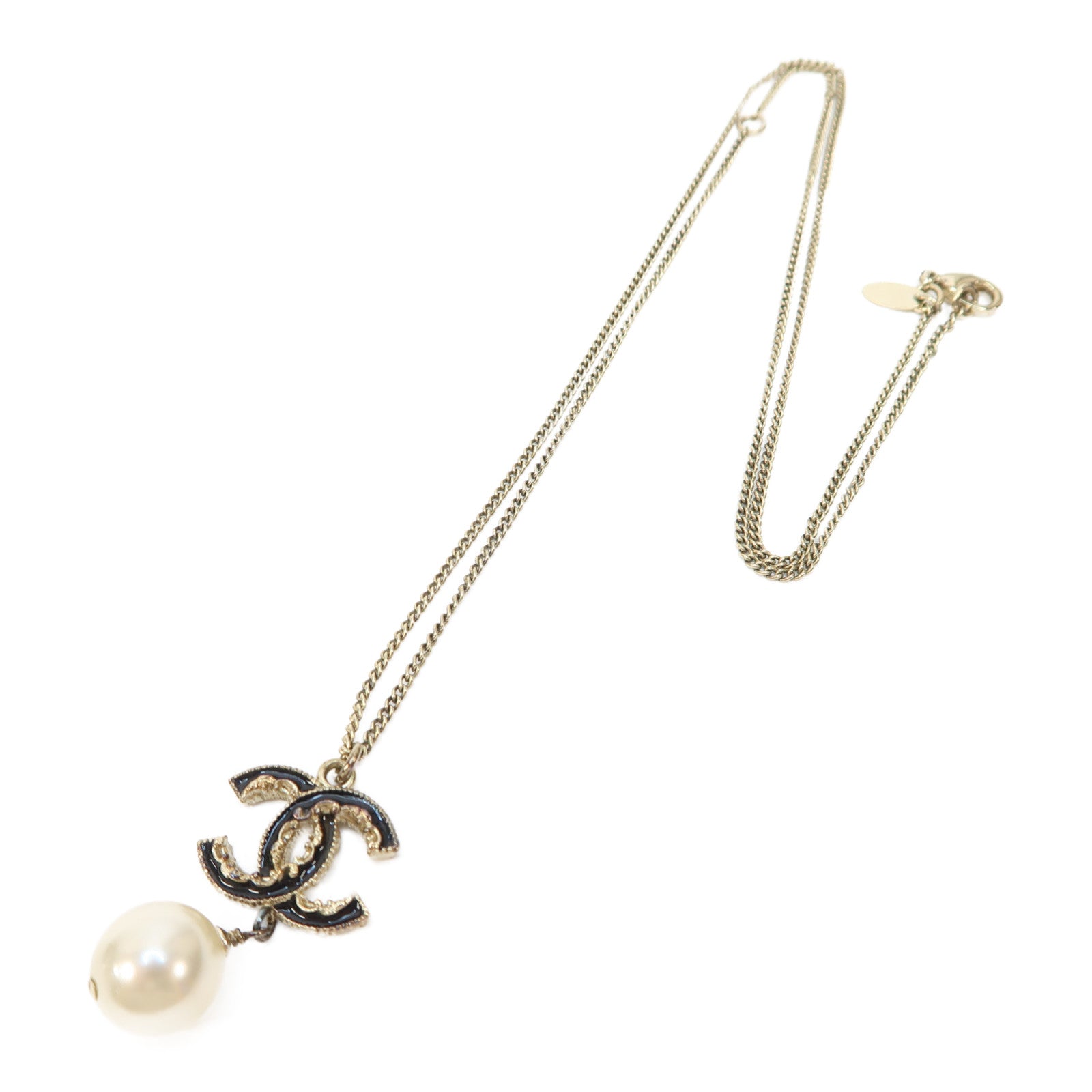 CHANEL 金屬Necklace項鍊黑色/白色