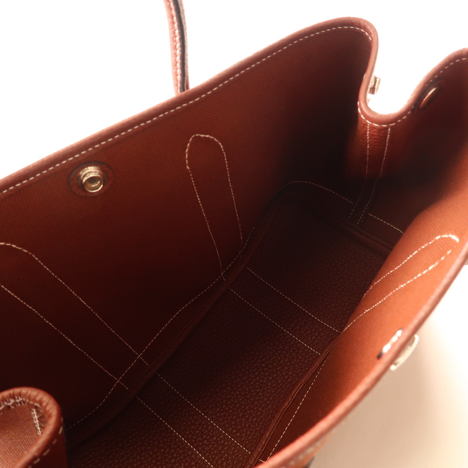 HERMES 帆布Garden Party TPM銀扣手挽袋Rouge Ash/紅色