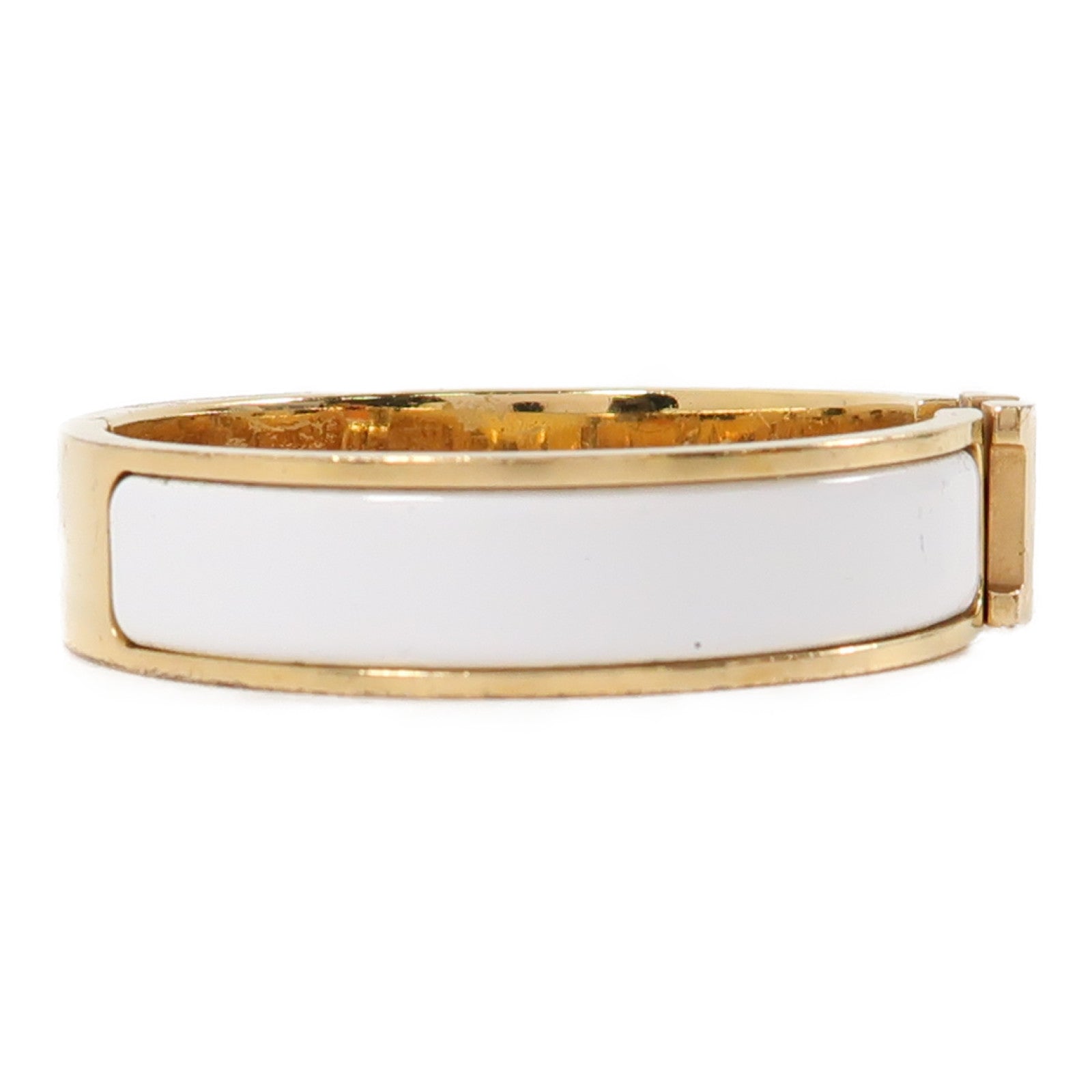 HERMES 金屬H Bangle手鐲金色/白色