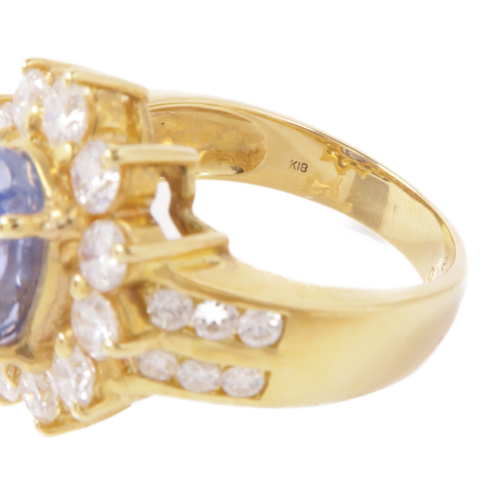 JEWELRY 【激減優惠】18K黃金Sapphire/Diamond Ring藍寶石/鑽石戒指US#5.5