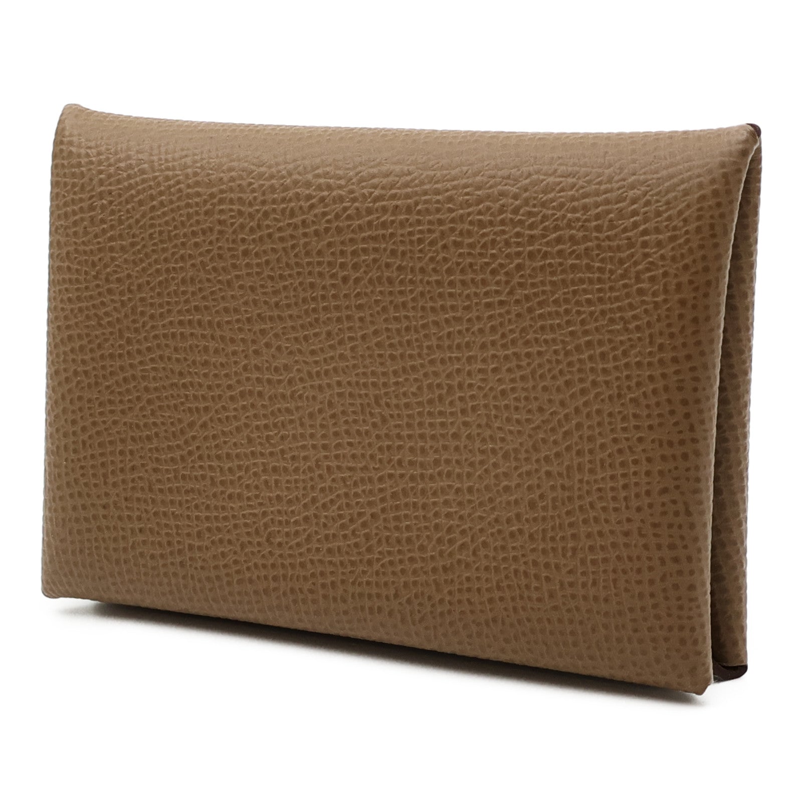 HERMES Epsom皮革Calvi Duo銀扣卡片套Gold
