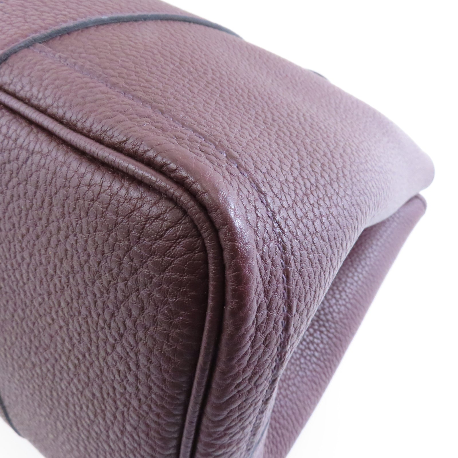 HERMES Negonda皮革GardenParty PM銀扣手挽袋Rouge Sellier/棕色