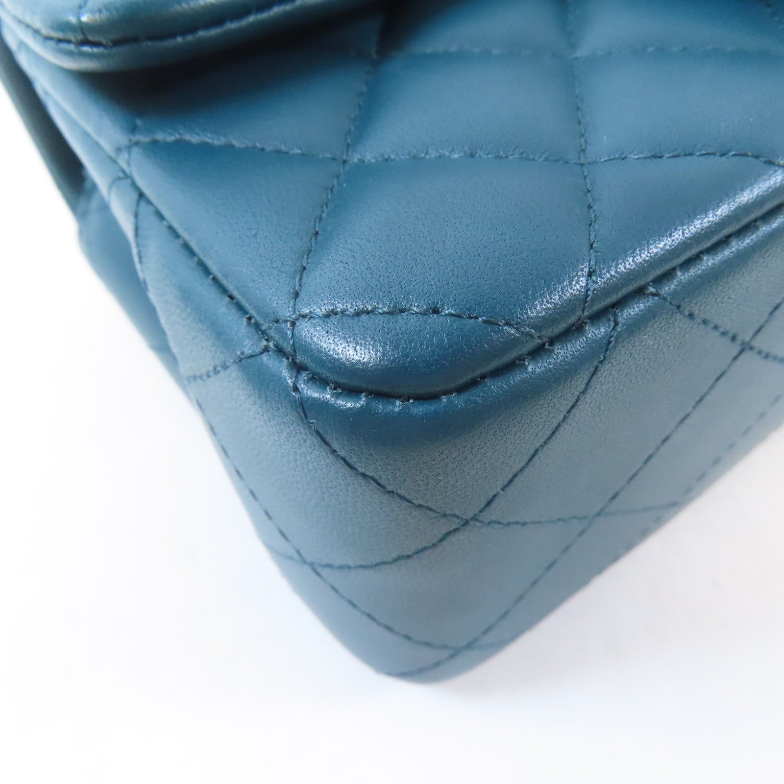 CHANEL 【激減優惠】菱格牛皮皮革Classic Mini Flap Bag銀扣鏈帶肩背袋綠色