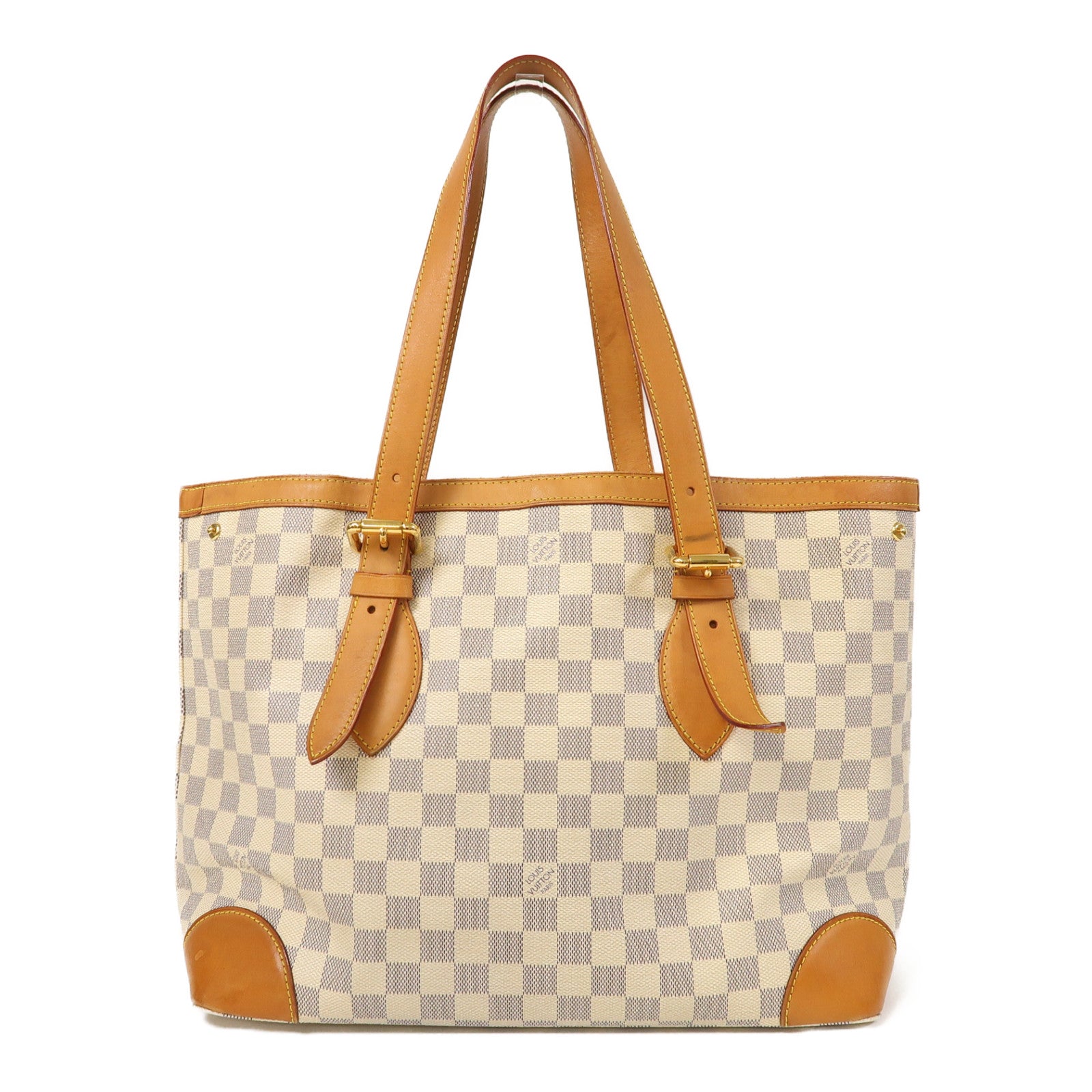 LOUIS VUITTON Damier Azur Hampstead MM金扣肩背袋白色