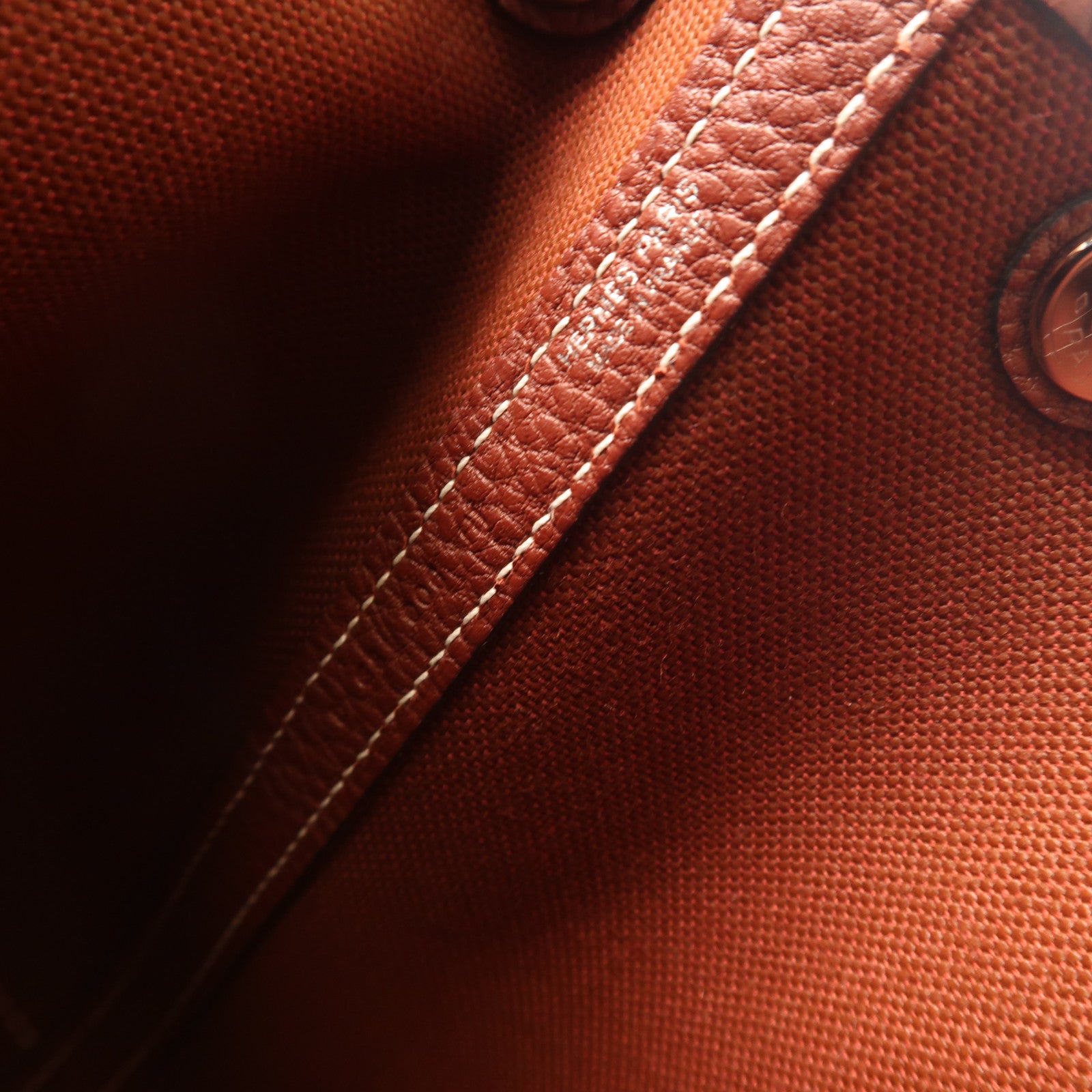 HERMES 帆布Garden Party TPM銀扣手挽袋Rouge Ash/紅色