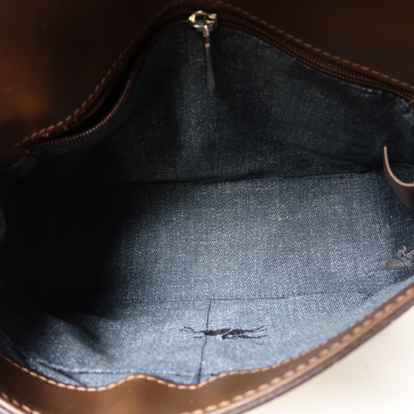 Longchamp 牛皮皮革Shoulder Bag銀扣肩背袋啡色