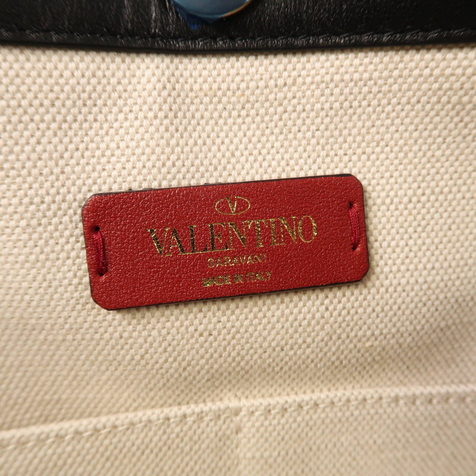 Valentino 帆布Tote Bag金扣手挽袋米色
