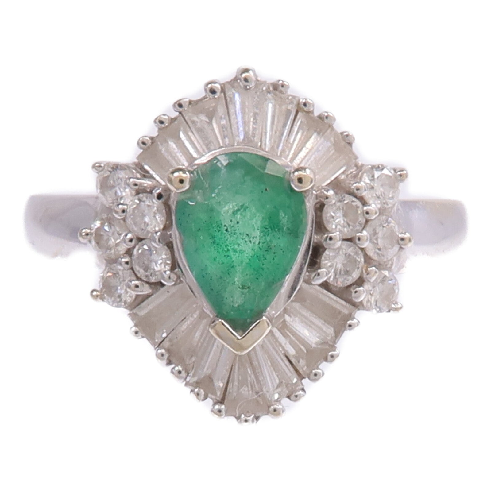 JEWELRY 18K白金Emerald Diamond Ring綠寶石/鑽石戒指US#6.5