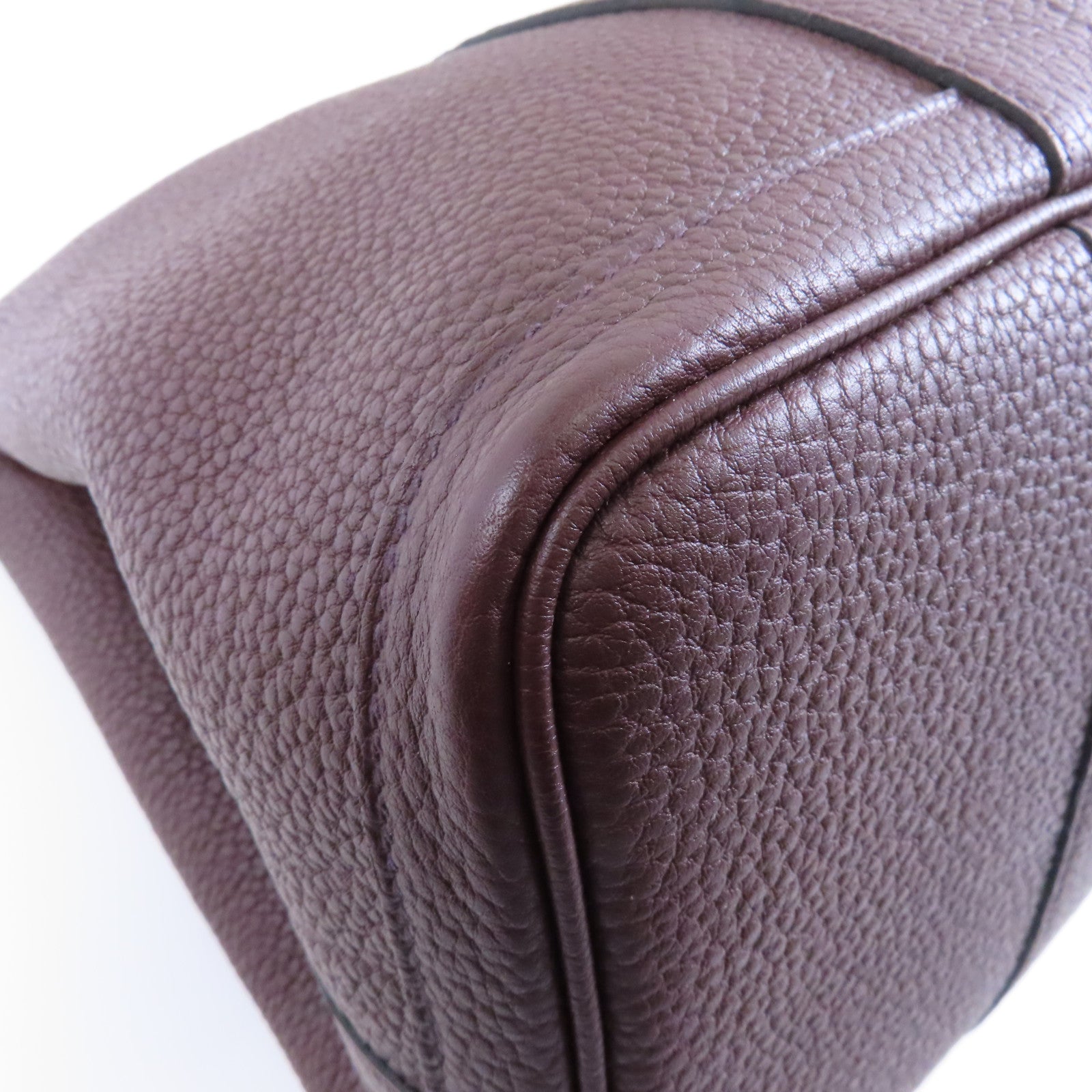 HERMES Negonda皮革GardenParty PM銀扣手挽袋Rouge Sellier/棕色