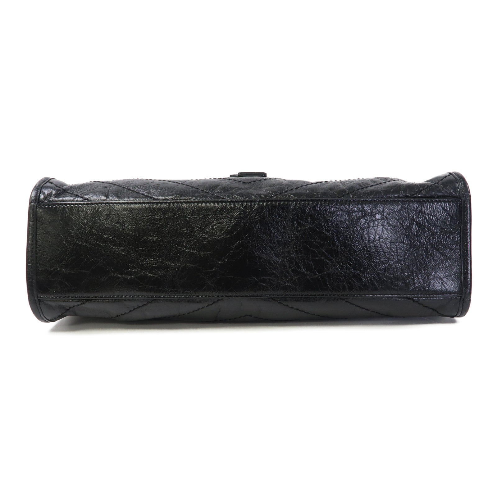 SAINT LAURENT 牛皮皮革Niki Medium Shopping Bag銀扣鏈帶手挽肩背兩用袋黑色