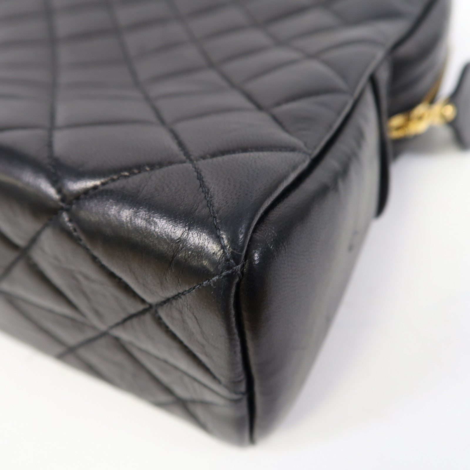 CHANEL 菱格牛皮皮革Shoulder Bag金扣鏈帶肩背袋黑色