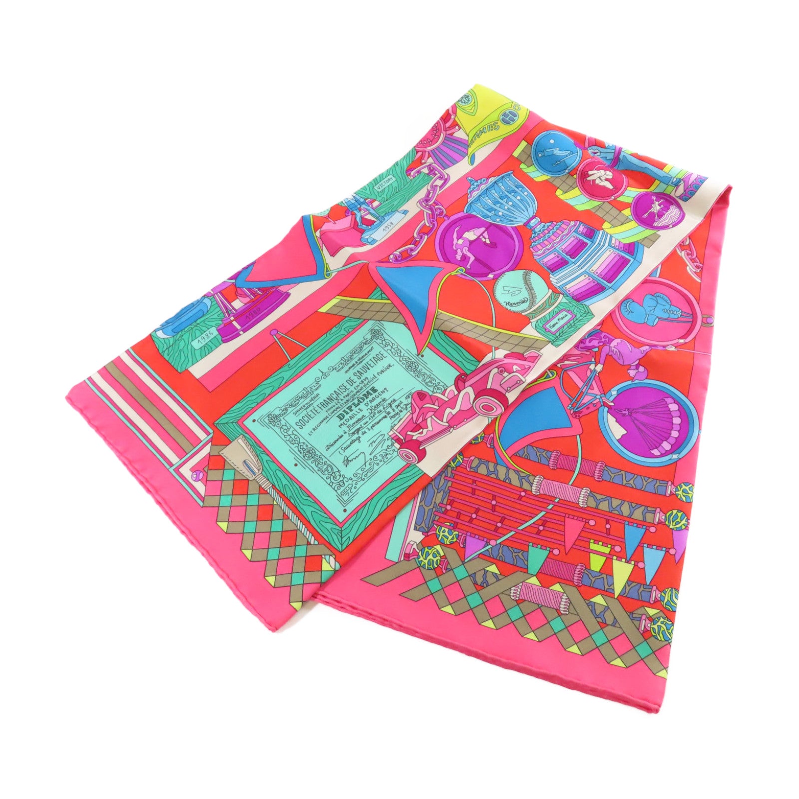 HERMES 【激減優惠】絲質90x90 Scarf絲巾粉紅/紅色/彩色