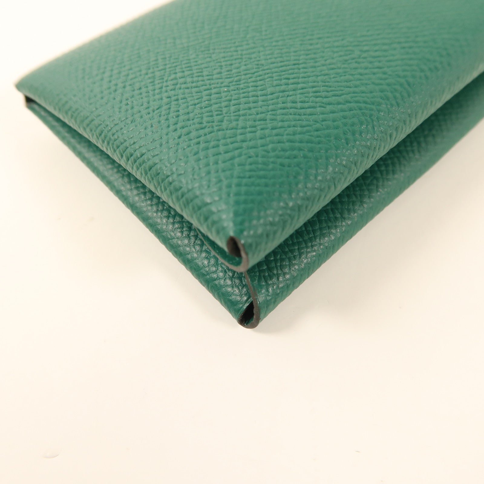HERMES Epsom皮革Calvi Duo銀扣卡片套