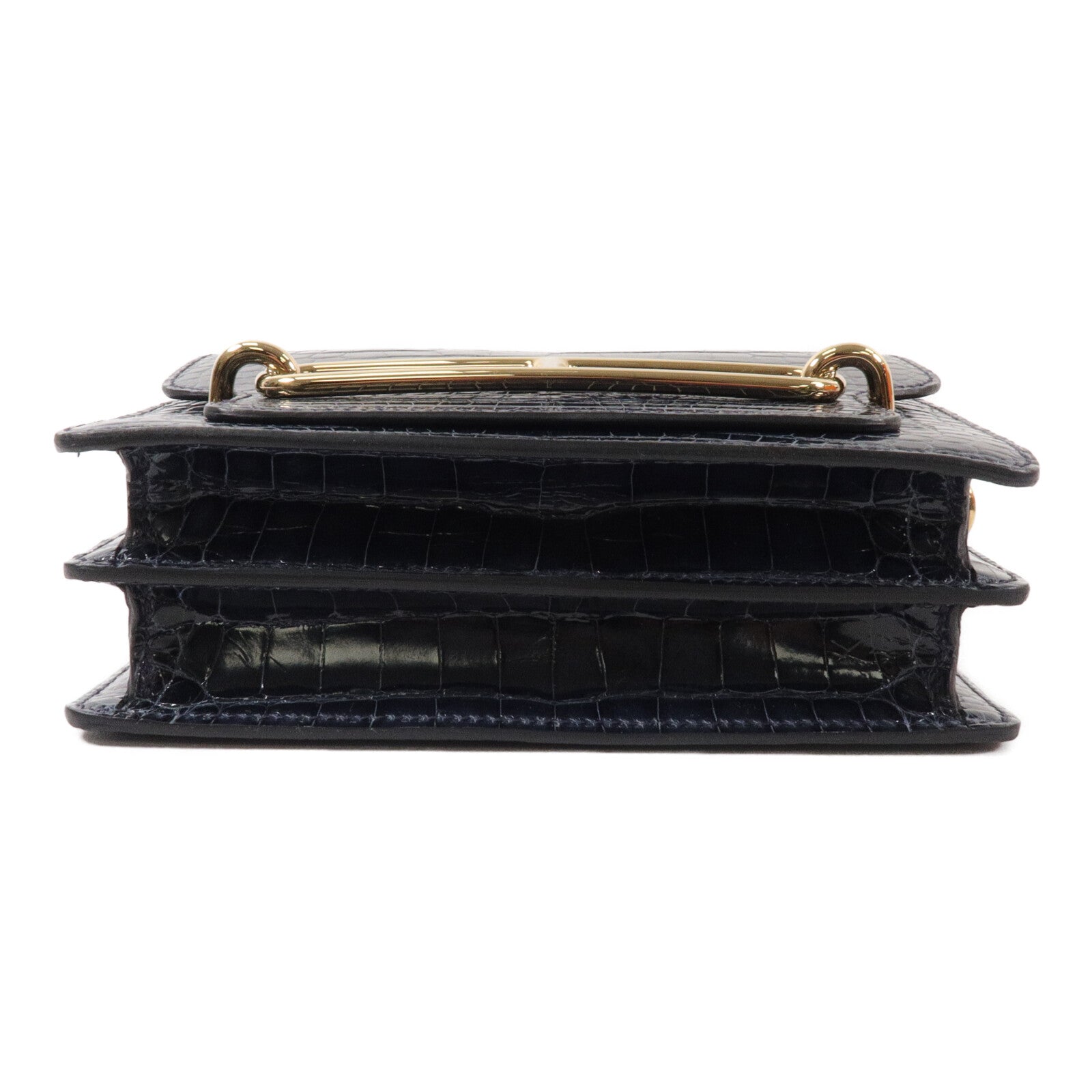 HERMES 鱷魚皮革Roulis Mini肩背袋Bleu Baltioue
