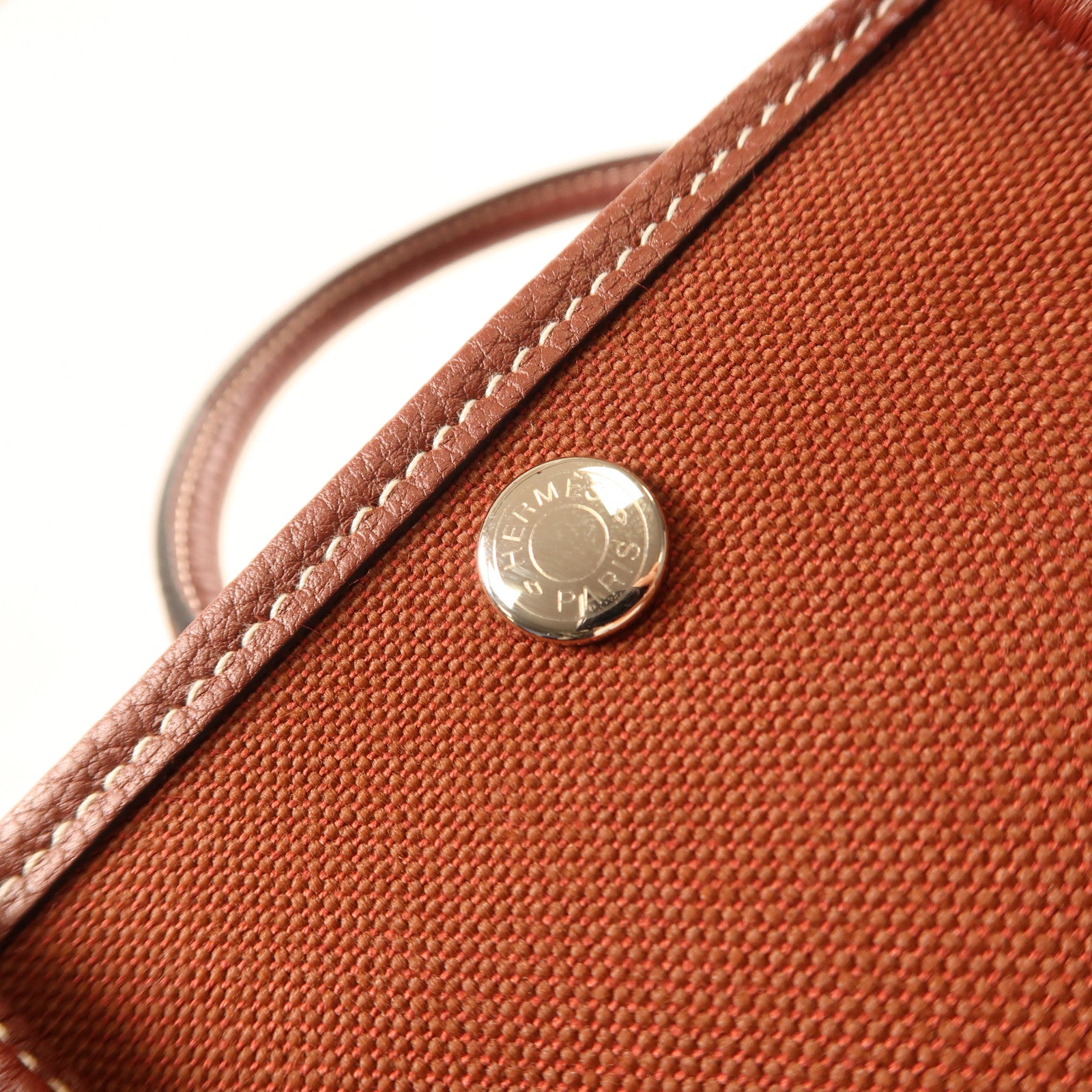 HERMES 帆布Garden Party TPM銀扣手挽袋Rouge Ash/紅色