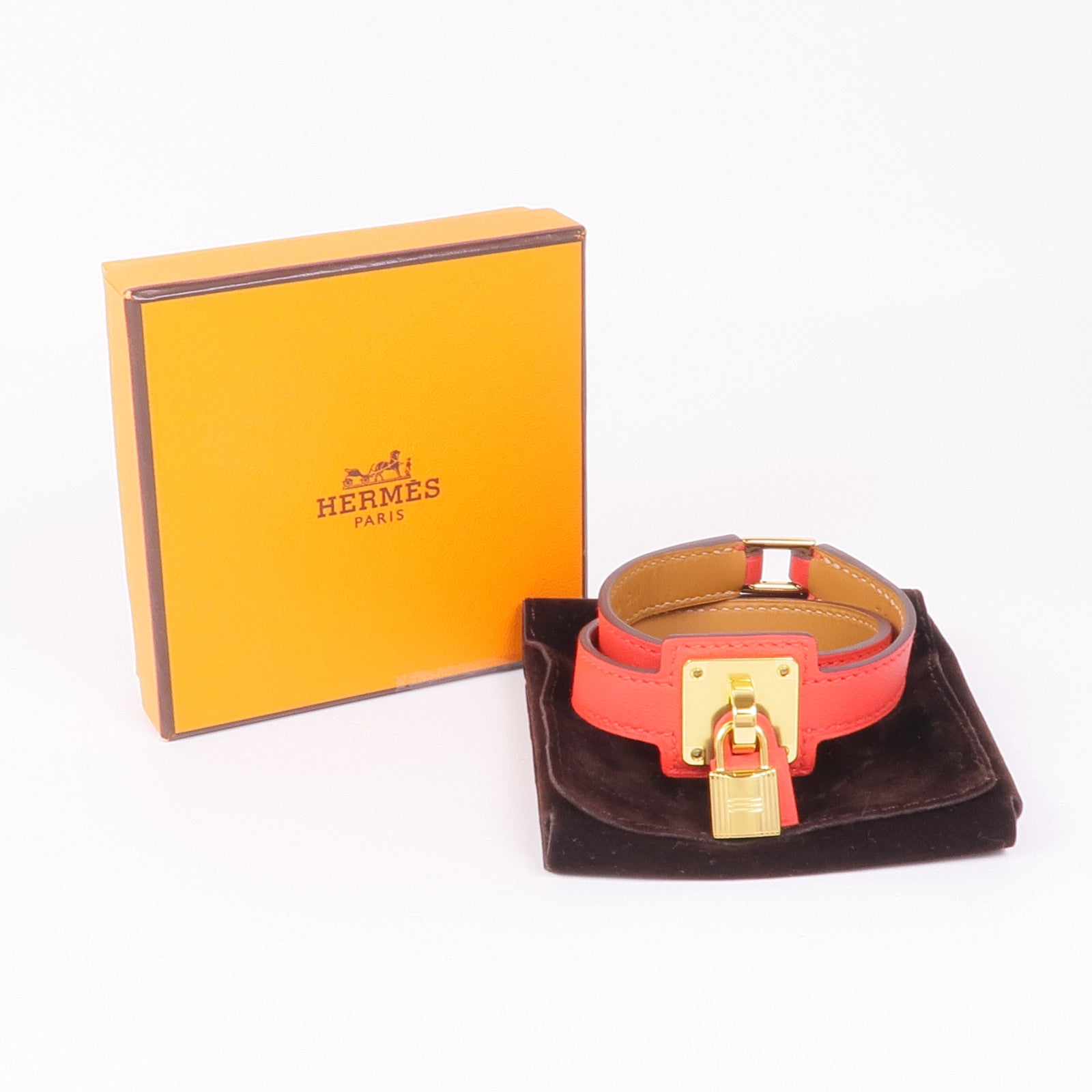 HERMES Swift皮革O'Kelly Bracelet金扣手帶