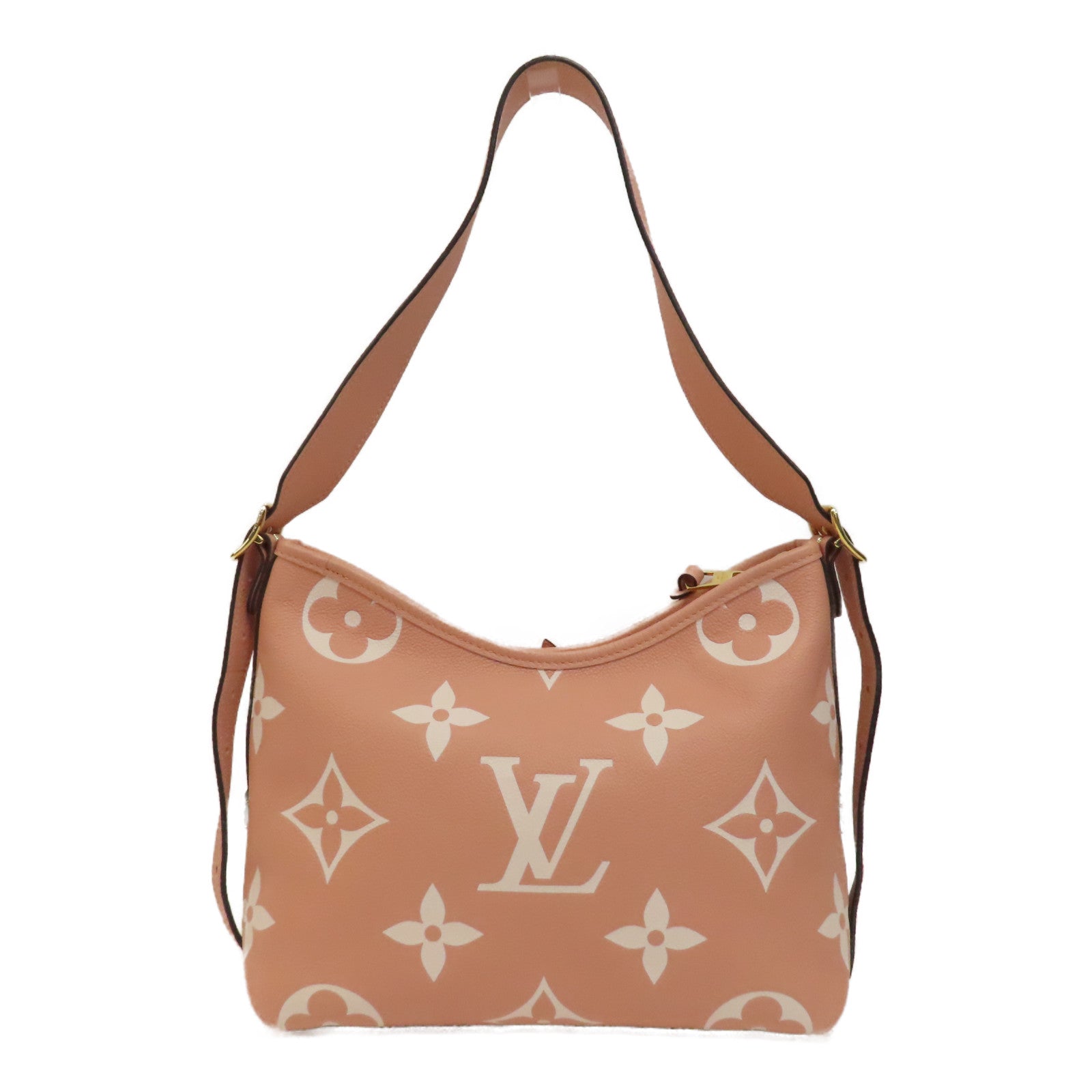 LOUIS VUITTON Monogram Empreinte Carryall Zip金扣肩背袋粉紅色