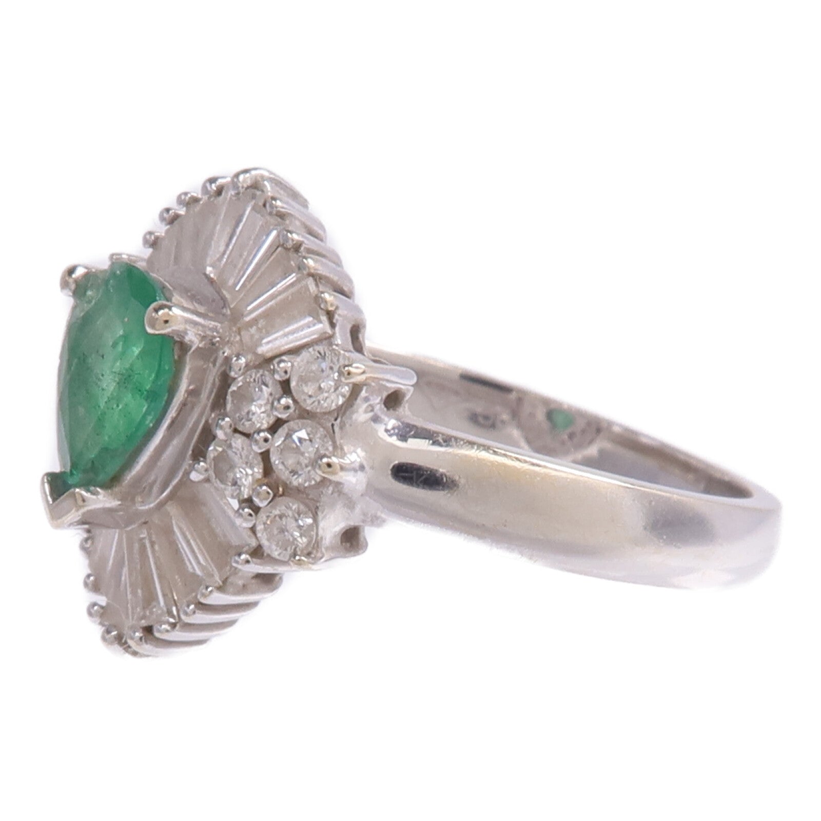JEWELRY 18K白金Emerald Diamond Ring綠寶石/鑽石戒指US#6.5