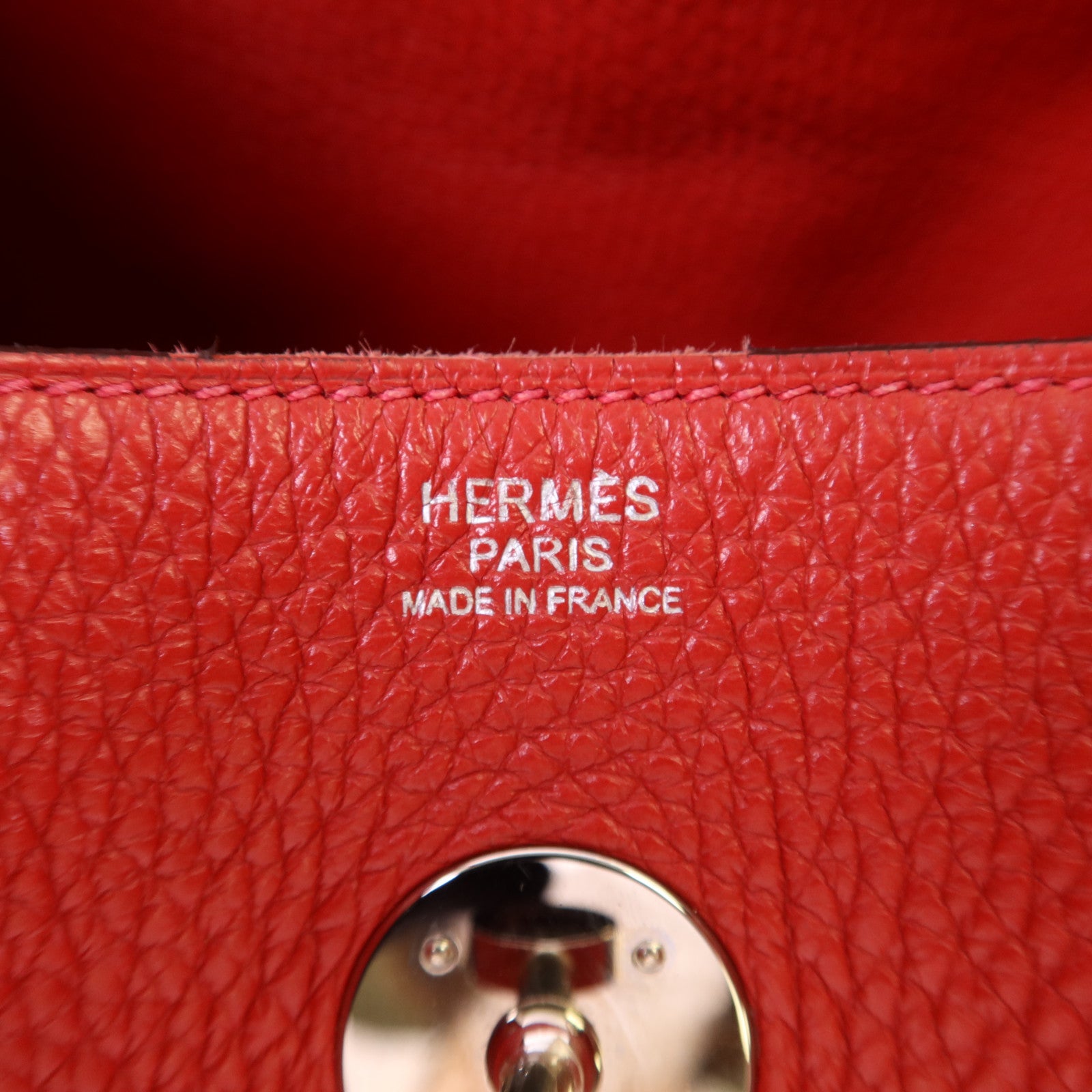 HERMES Clemence皮革Lindy 30銀扣手挽肩背兩用袋Rose Jaipur