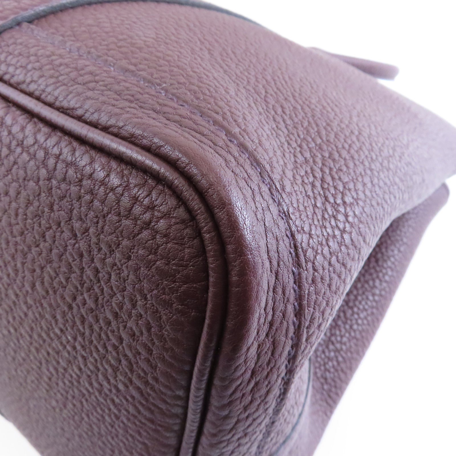 HERMES Negonda皮革GardenParty PM銀扣手挽袋Rouge Sellier/棕色