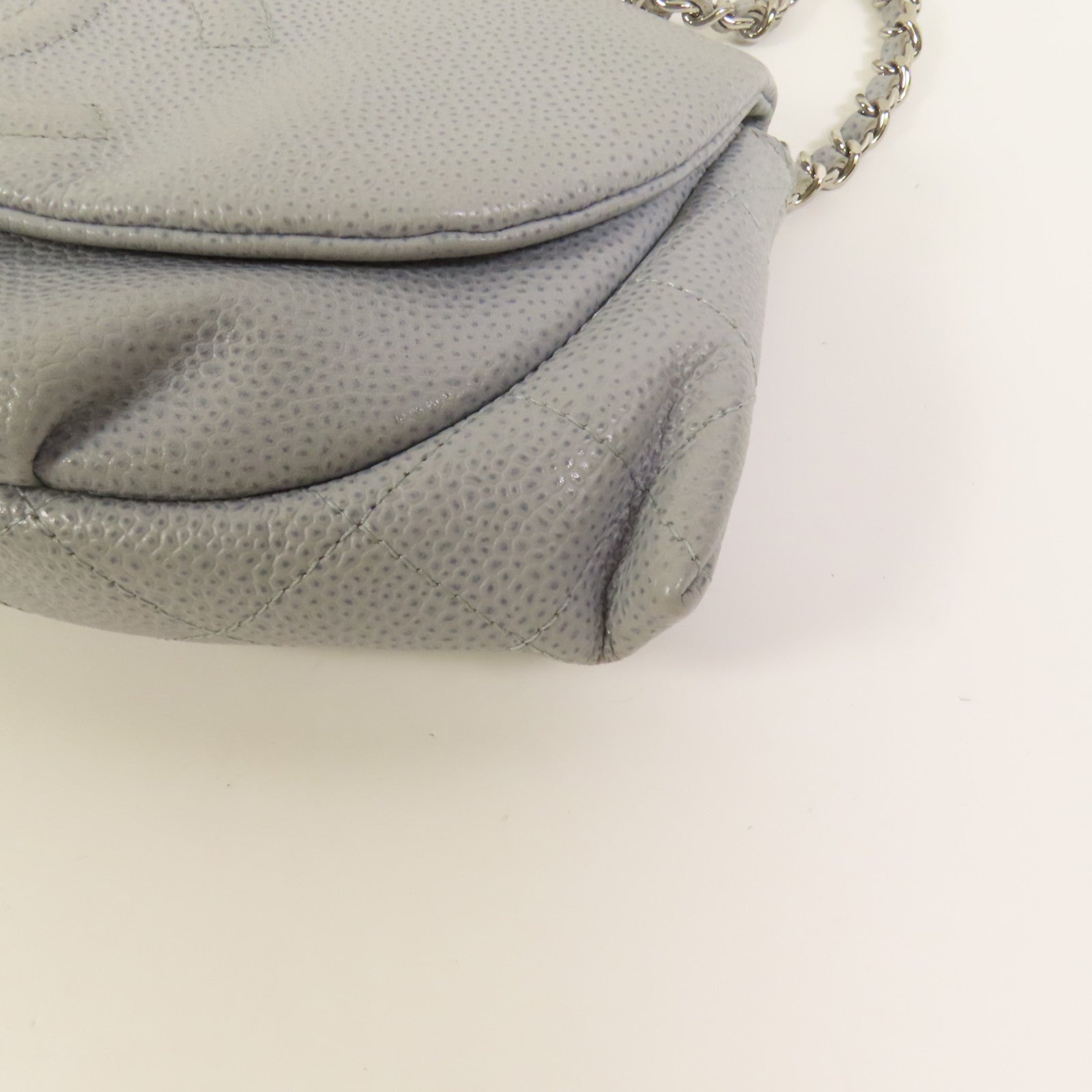 CHANEL 牛皮皮革Chain Shoulder銀扣鏈帶肩背袋