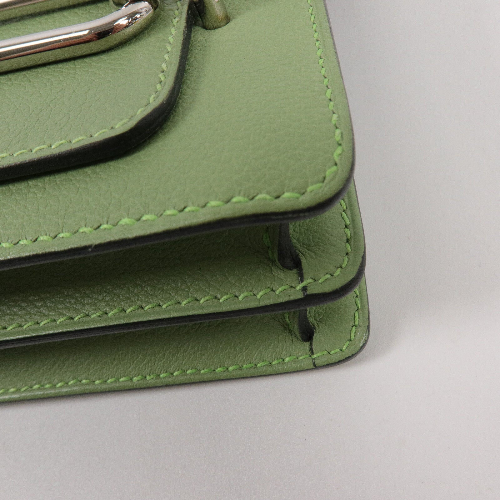 HERMES Evercolor皮革Mini Roulis肩背袋Vert Criguet