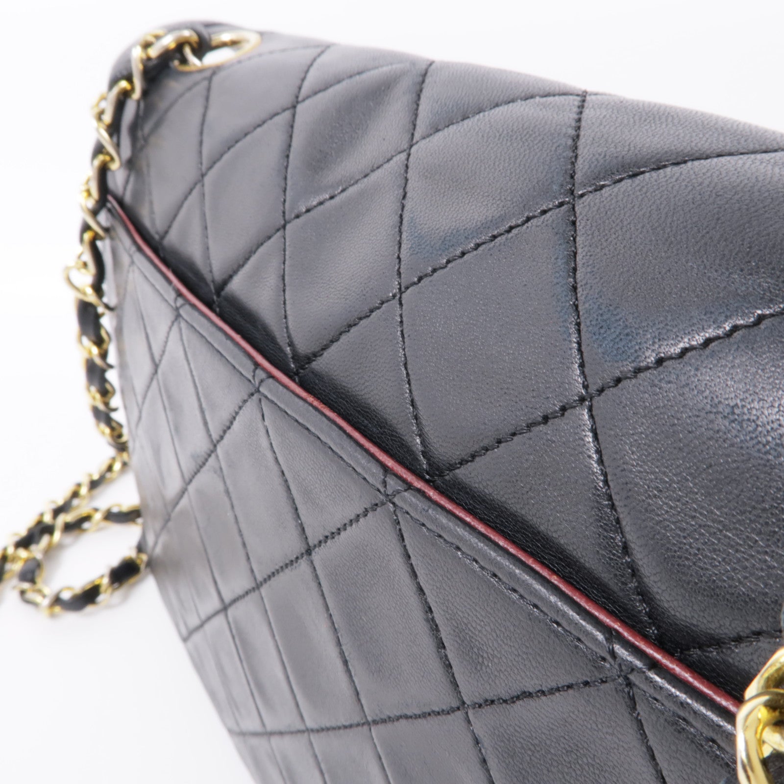 CHANEL 羊皮皮革Chain Shoulder金扣鏈帶肩背袋