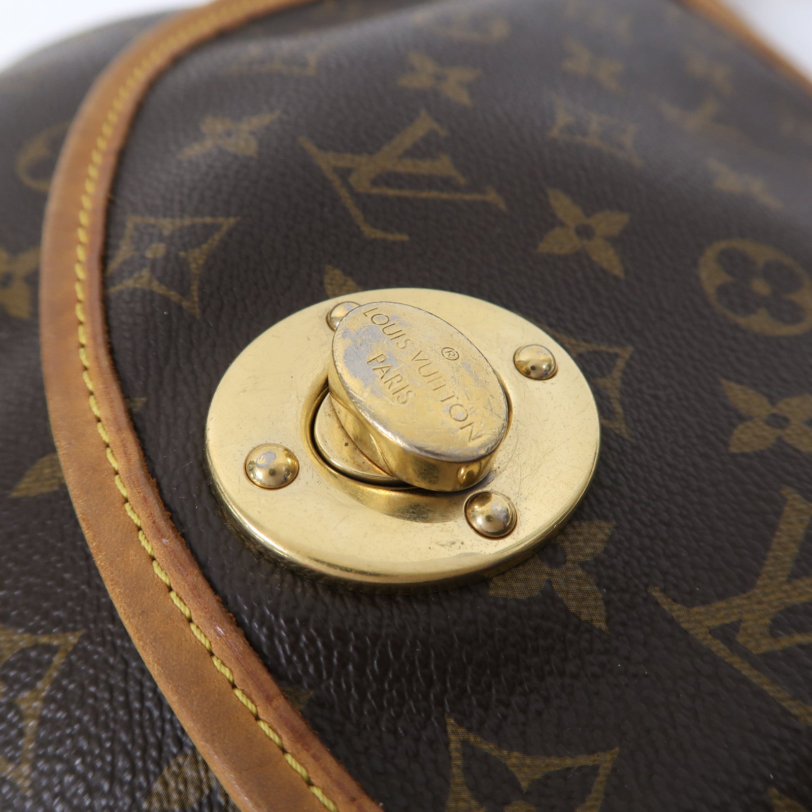 LOUIS VUITTON Monogram Tulum GM金扣肩背袋啡色
