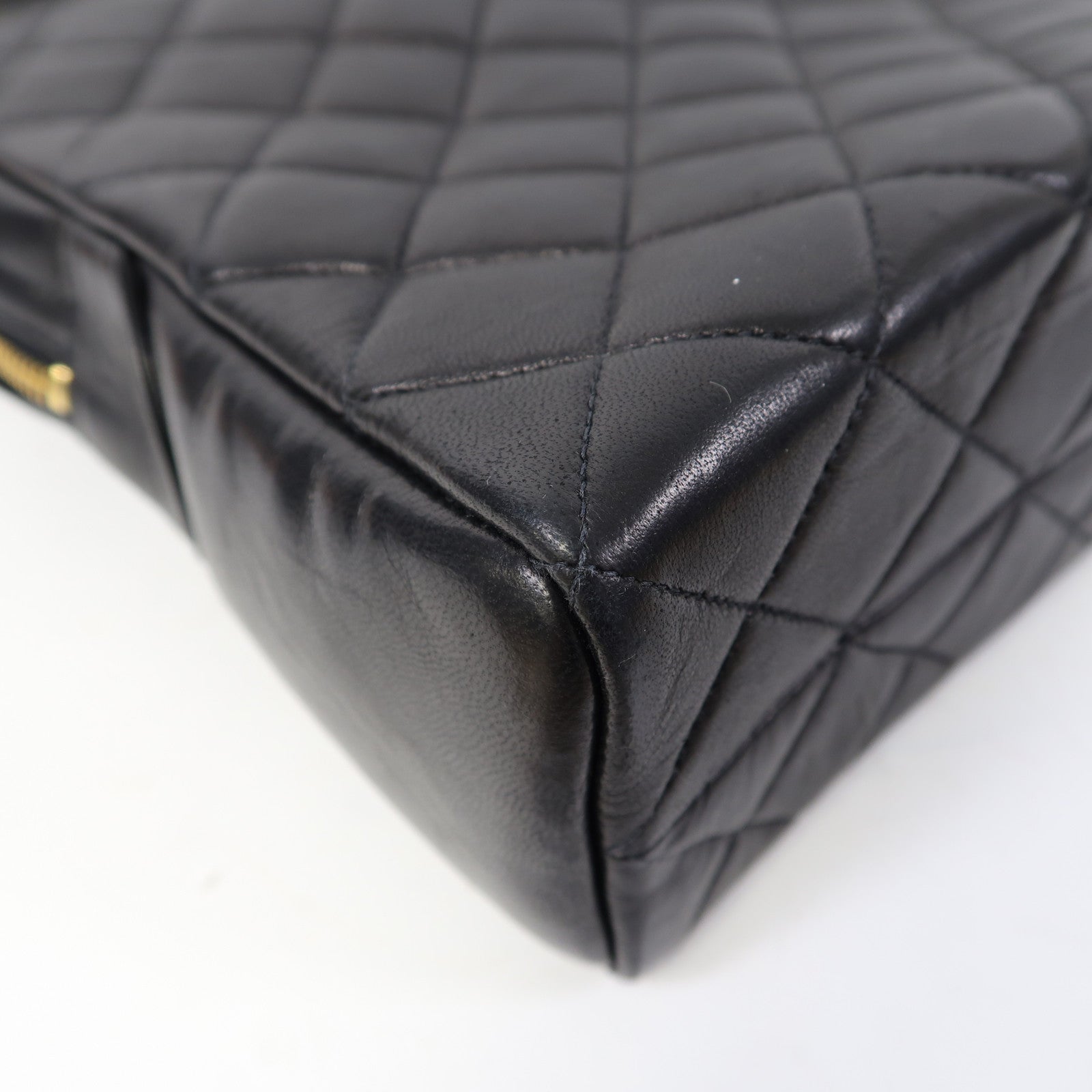 CHANEL 菱格牛皮皮革Shoulder Bag金扣鏈帶肩背袋黑色