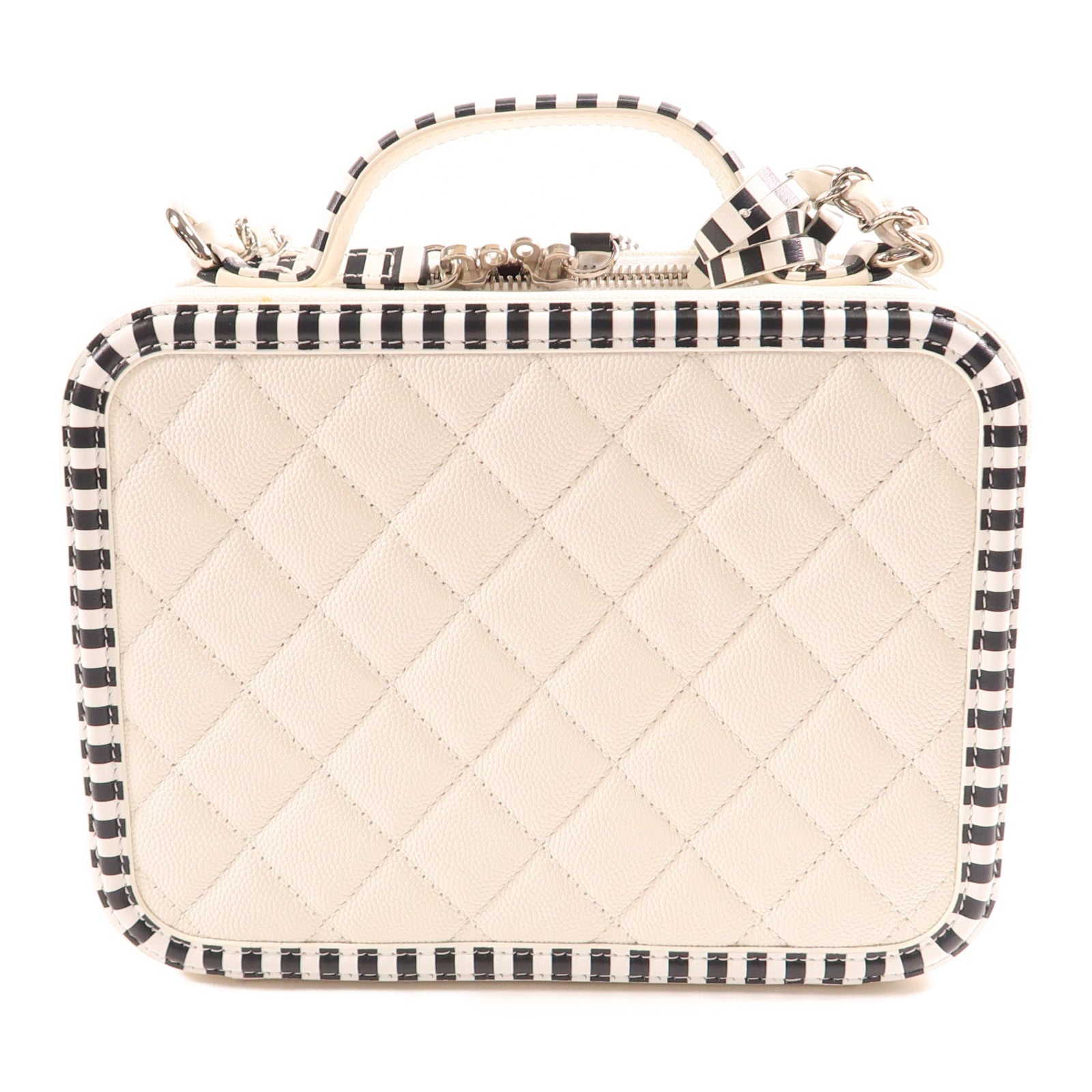 CHANEL CC SHW Vanity 2Way Shoulder Hand Bag Calfskin Leather White/Black