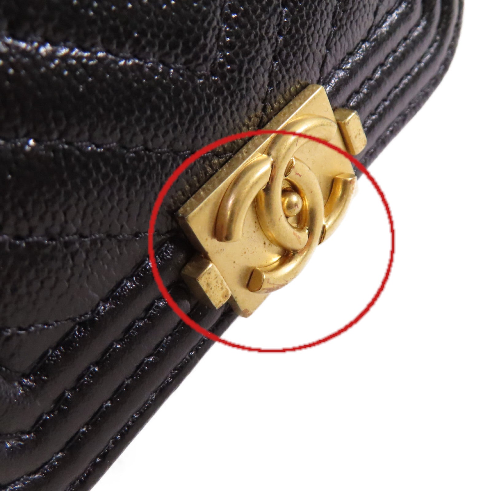 CHANEL 斜紋Caviar皮革Card Case With Chain Shoulder Bag金扣鏈帶卡片套肩背袋黑色