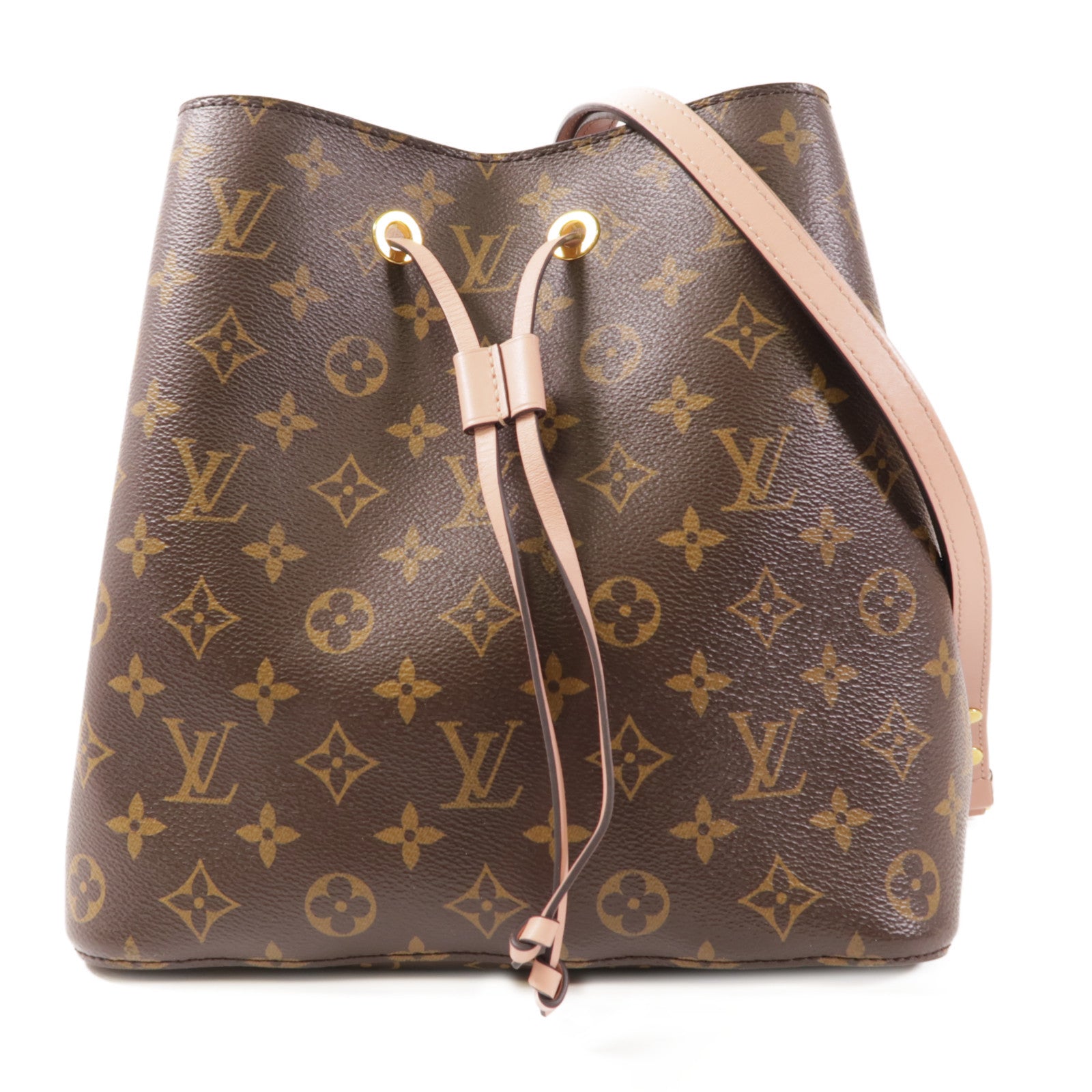 LOUIS VUITTON Monogram Neo Noe金扣手挽肩背兩用袋棕色/粉紅色