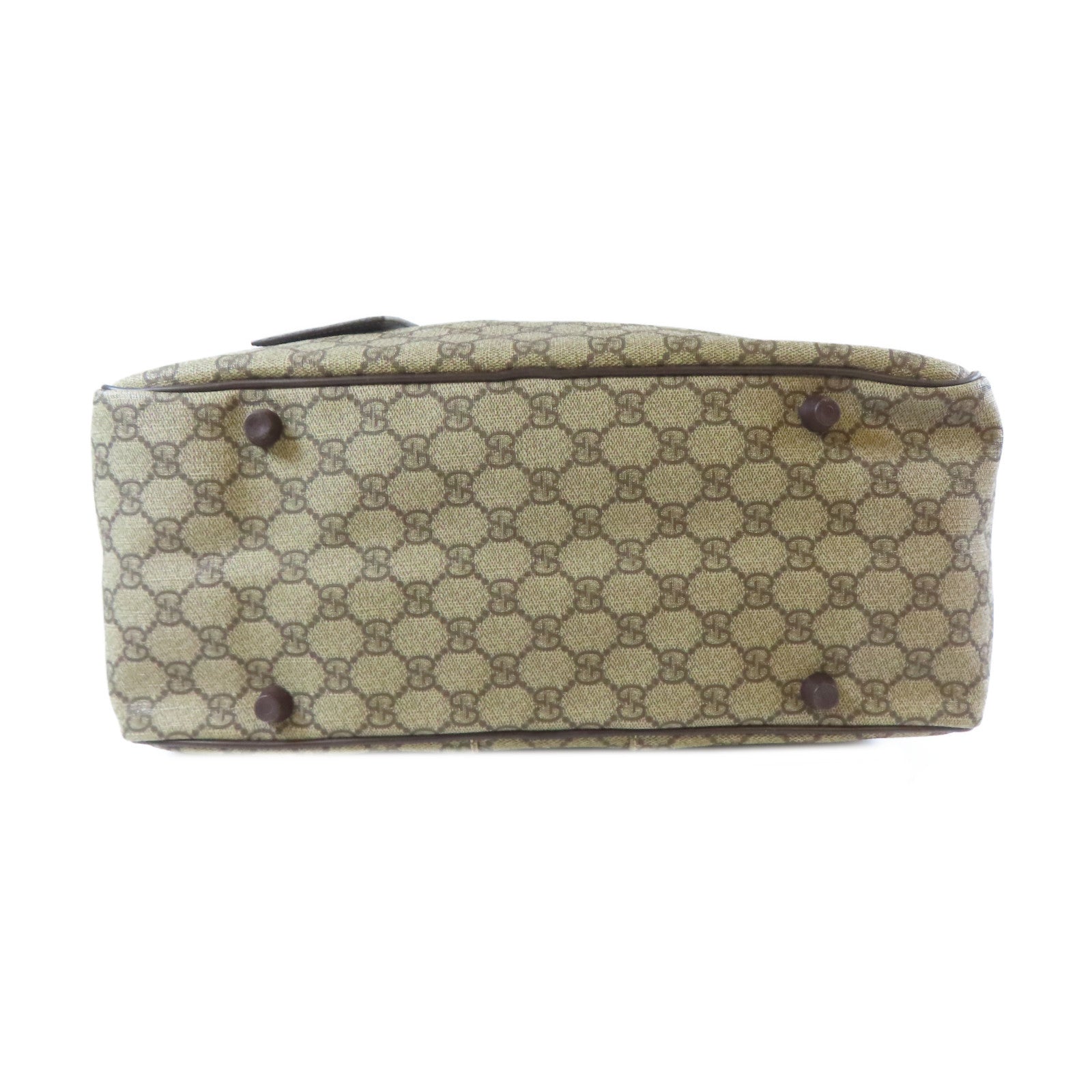 GUCCI 塗層帆布2 Way Shoulder銀扣手挽肩背兩用袋啡色