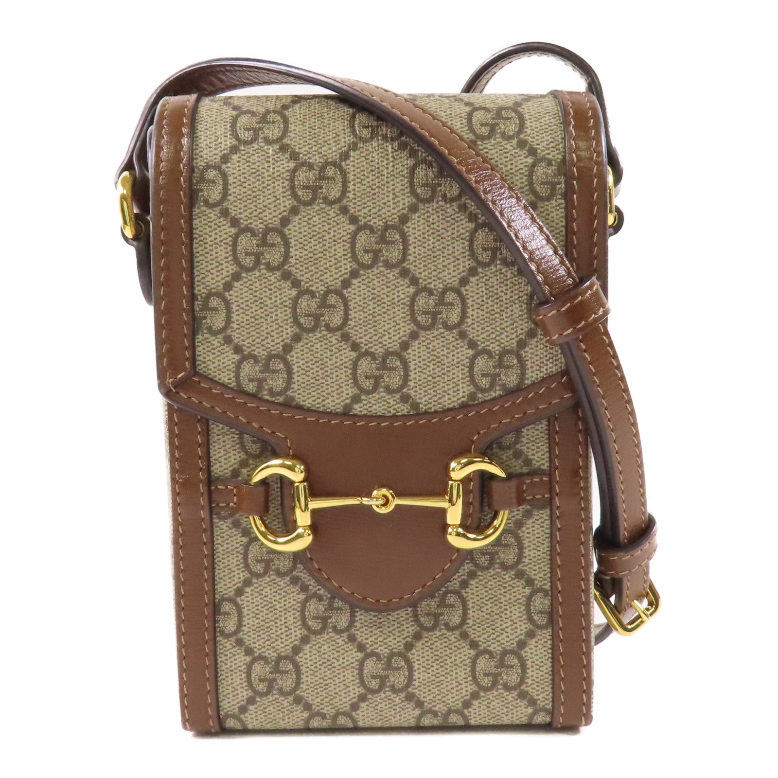 GUCCI 塗層帆布Horsebit 1955 Mini Bag金扣肩背袋