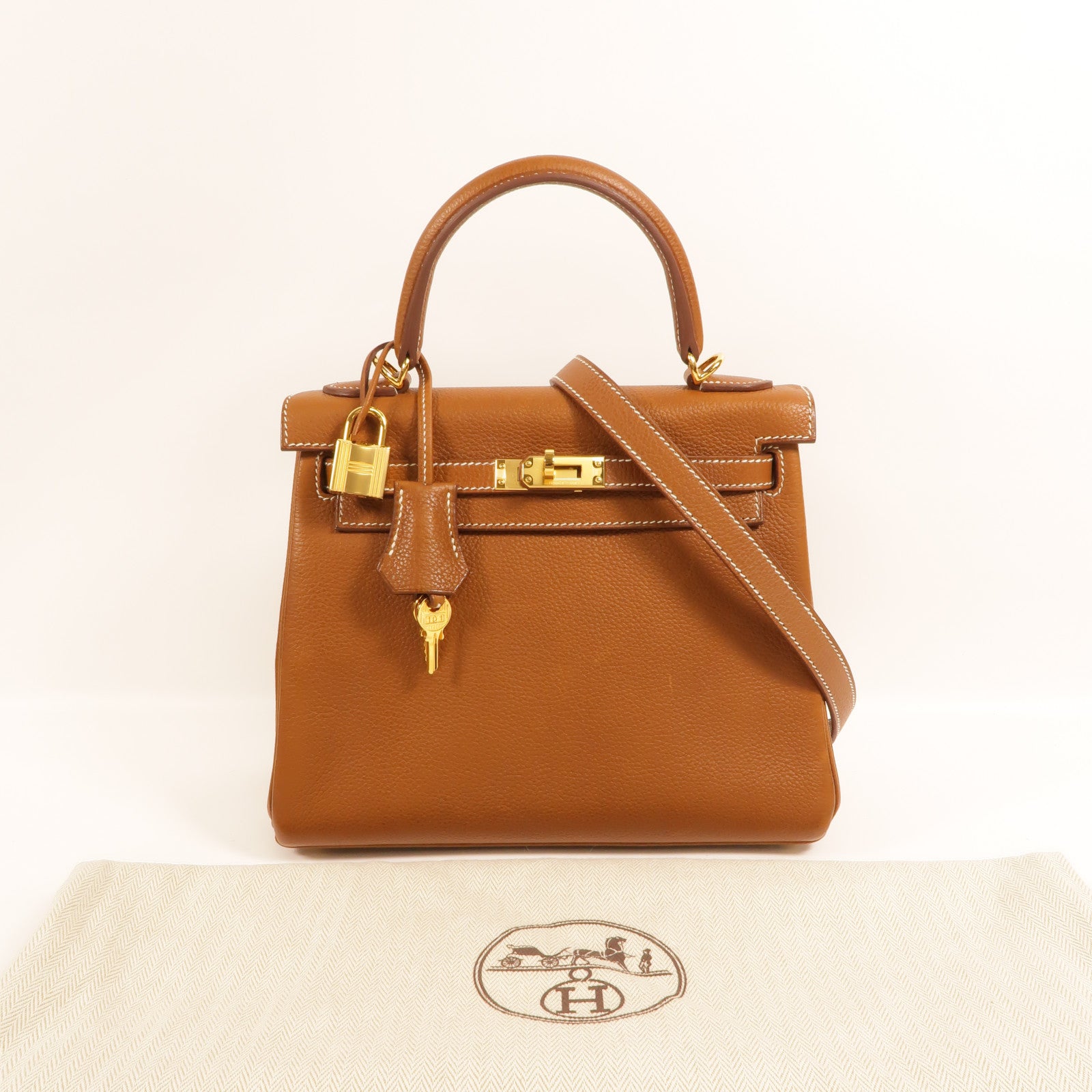 HERMES Barenia皮革Kelly 25手挽肩背兩用袋Gold