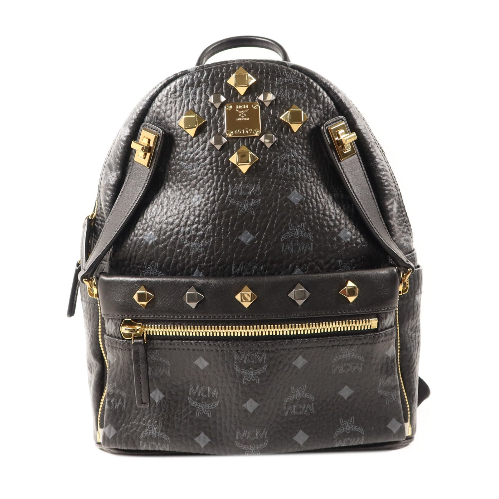 MCM 牛皮皮革Backpack金扣背包