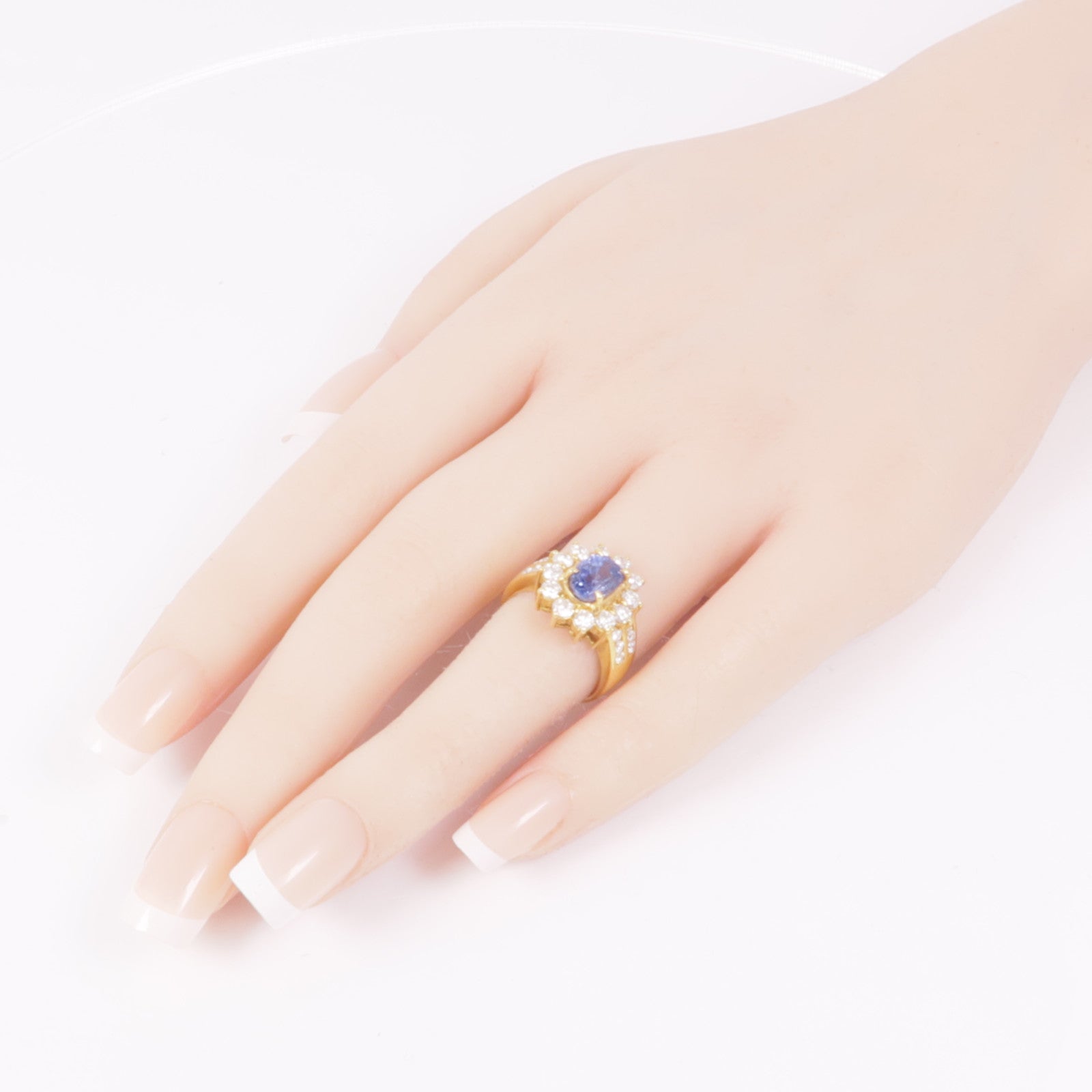 JEWELRY 【激減優惠】18K黃金Sapphire/Diamond Ring藍寶石/鑽石戒指US#5.5