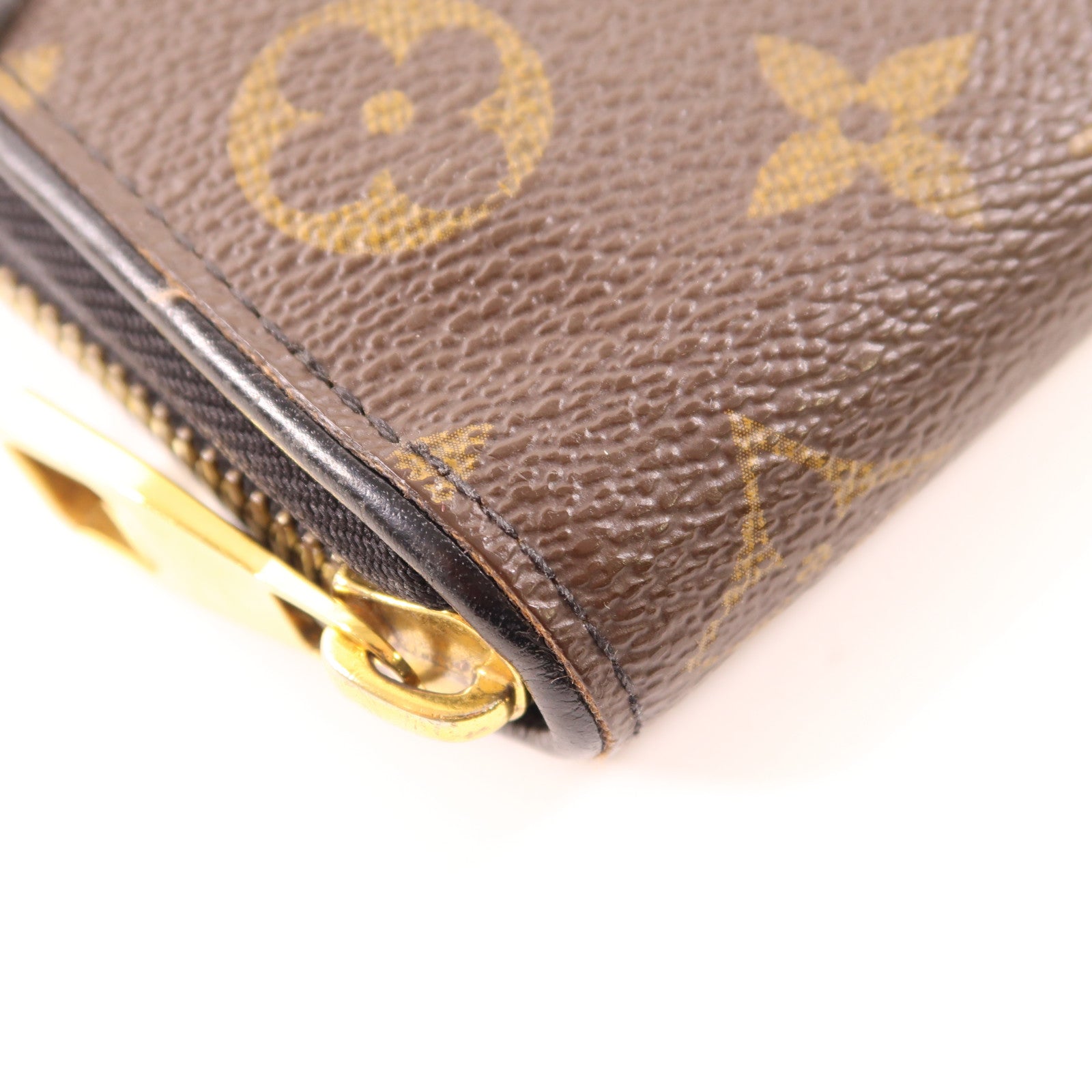 LOUIS VUITTON Monogram Zippy Wallet金扣長錢包棕色/黑色