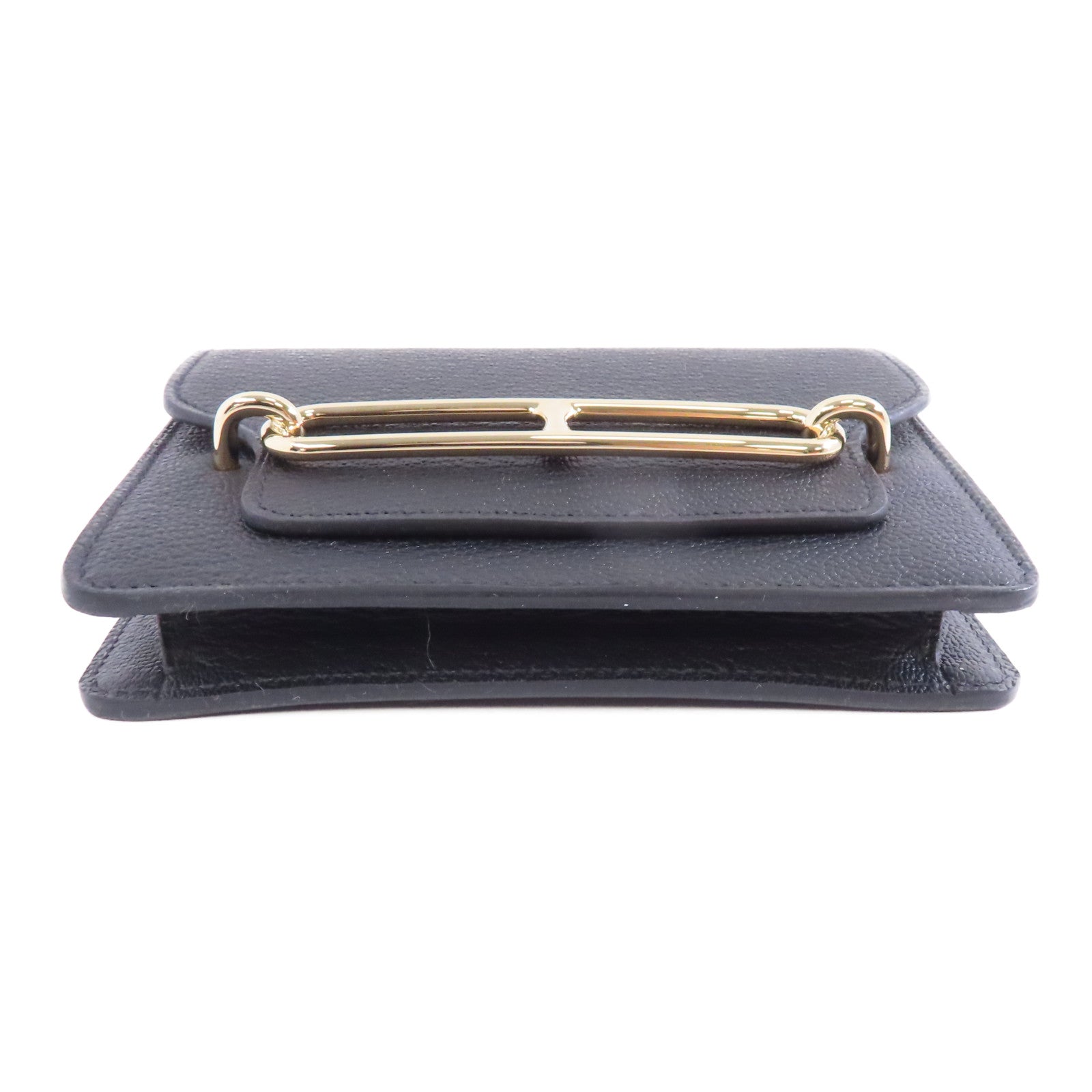 HERMES (PRICE DOWN) GHW Roulis Slim Wallet Chevre Leather Noir Black