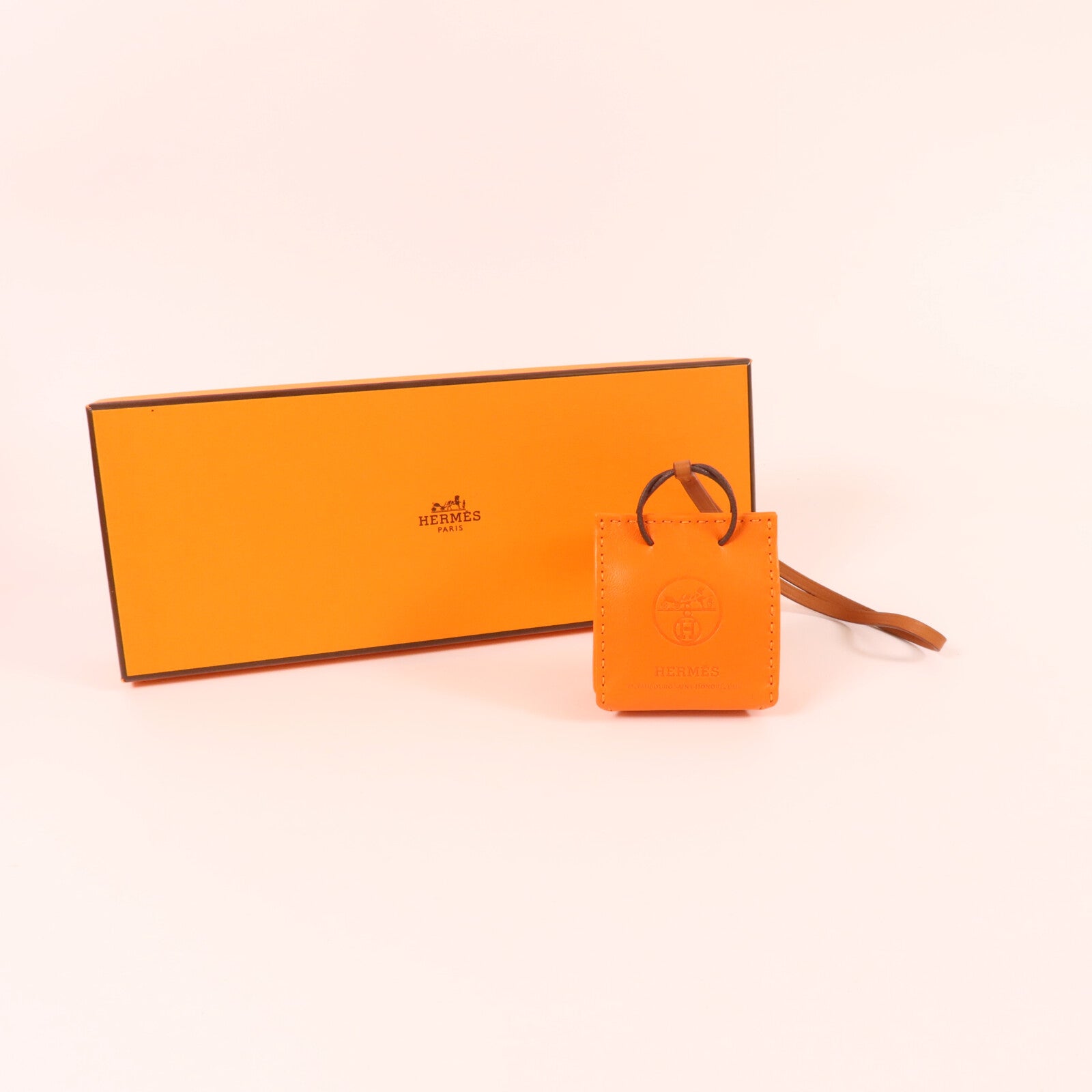 HERMES Milo/Swift皮革Sac Orange Bag Charm掛飾Orange