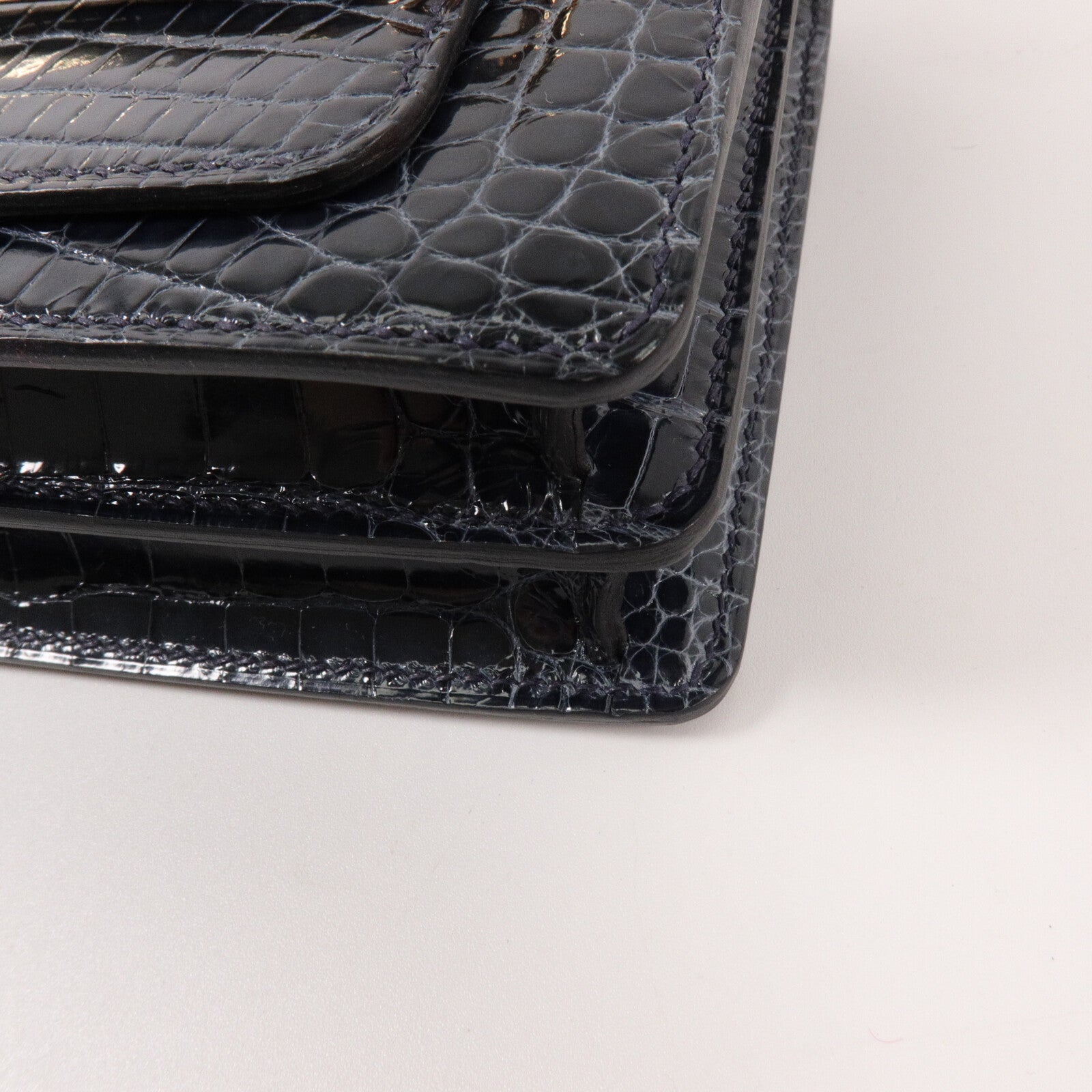 HERMES 鱷魚皮革Roulis Mini肩背袋Bleu Baltioue