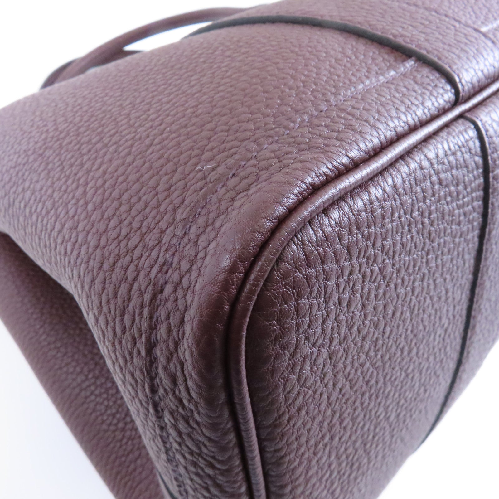 HERMES Negonda皮革GardenParty PM銀扣手挽袋Rouge Sellier/棕色