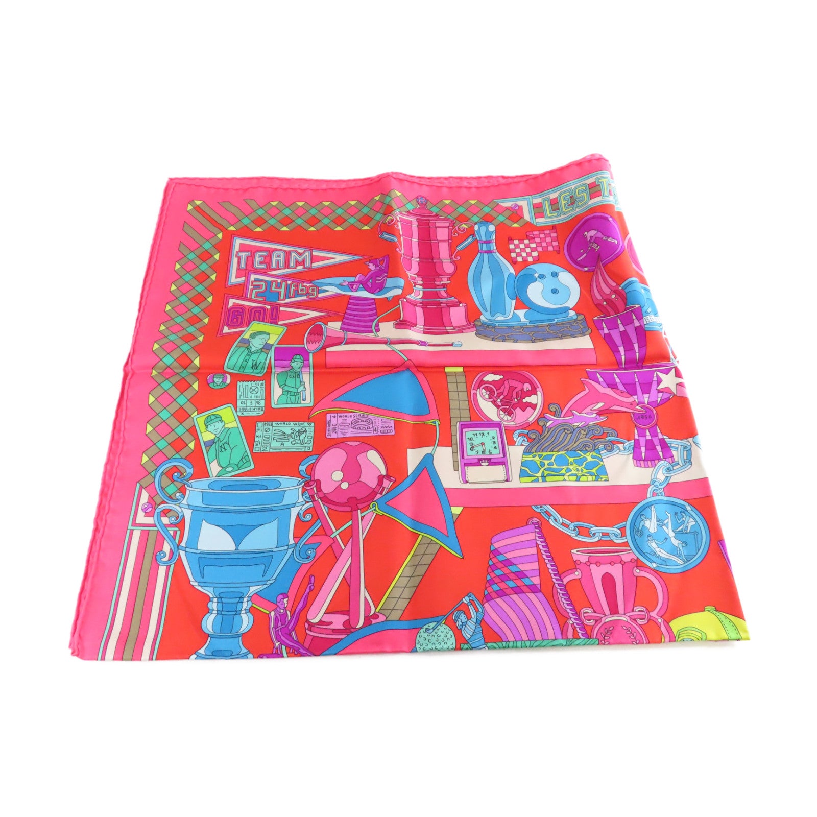 HERMES 【激減優惠】絲質90x90 Scarf絲巾粉紅/紅色/彩色